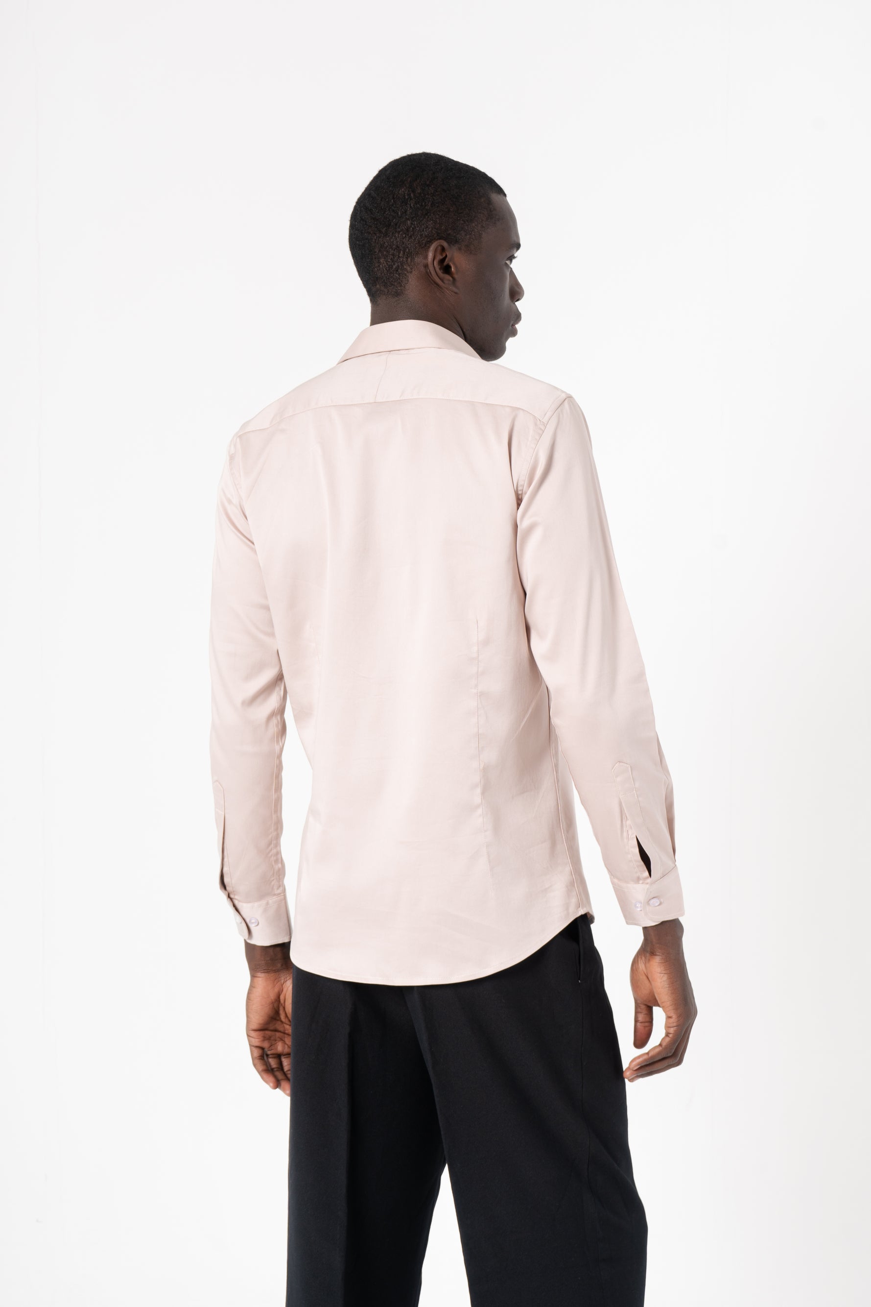 Cream Solid Print Full Sleeve Shirt