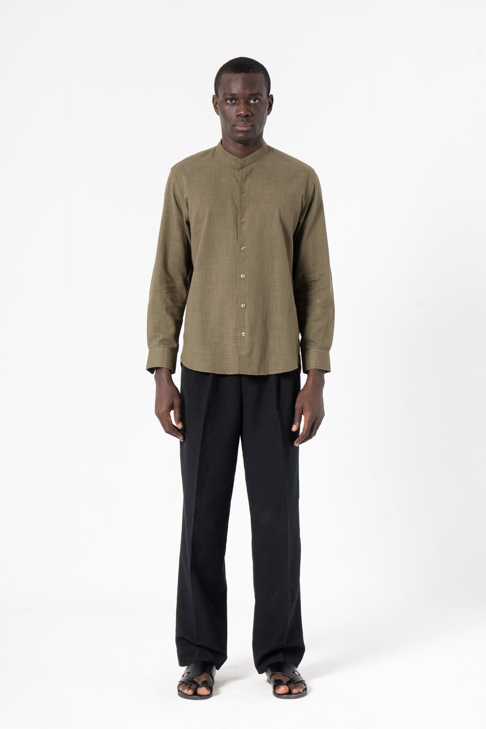 Grey Solid Print Full Sleeve Shirt