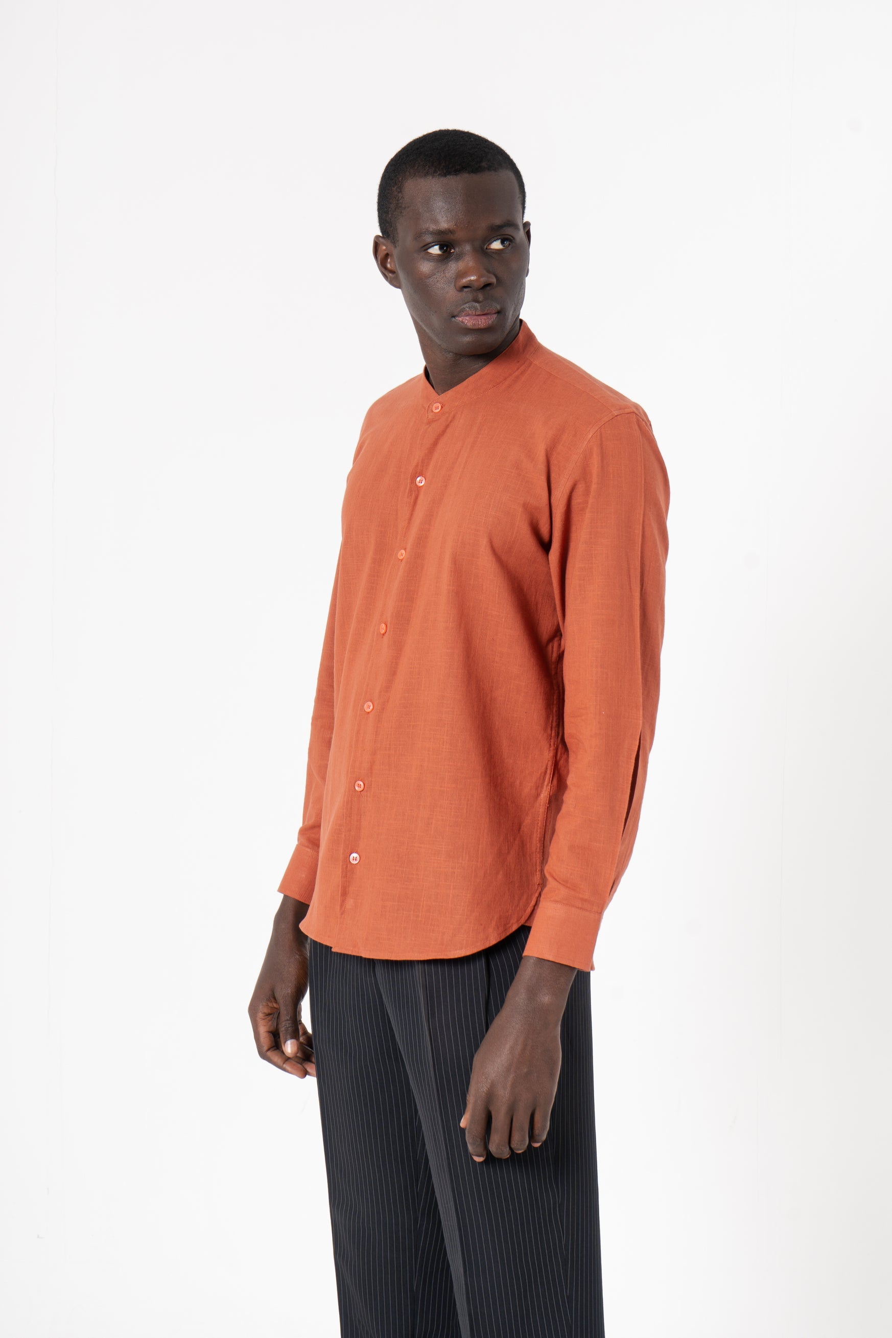 Orange Solid Print Full Sleeve Shirt - SanskrutiHomes