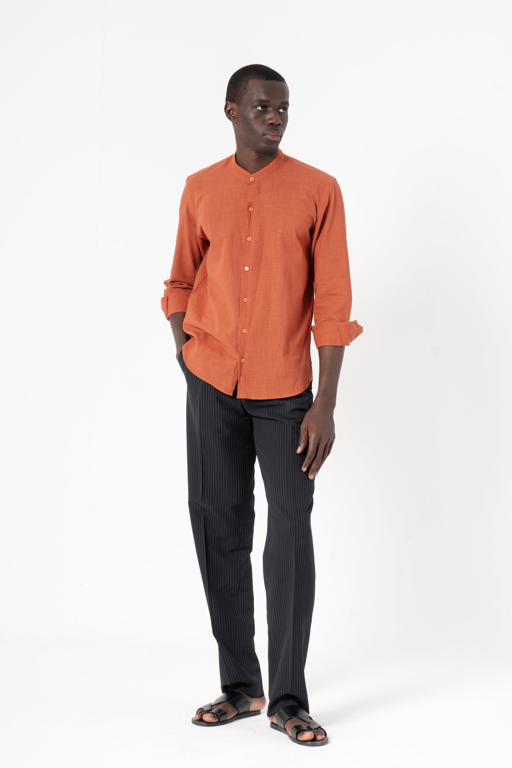 Orange Solid Print Full Sleeve Shirt - SanskrutiHomes