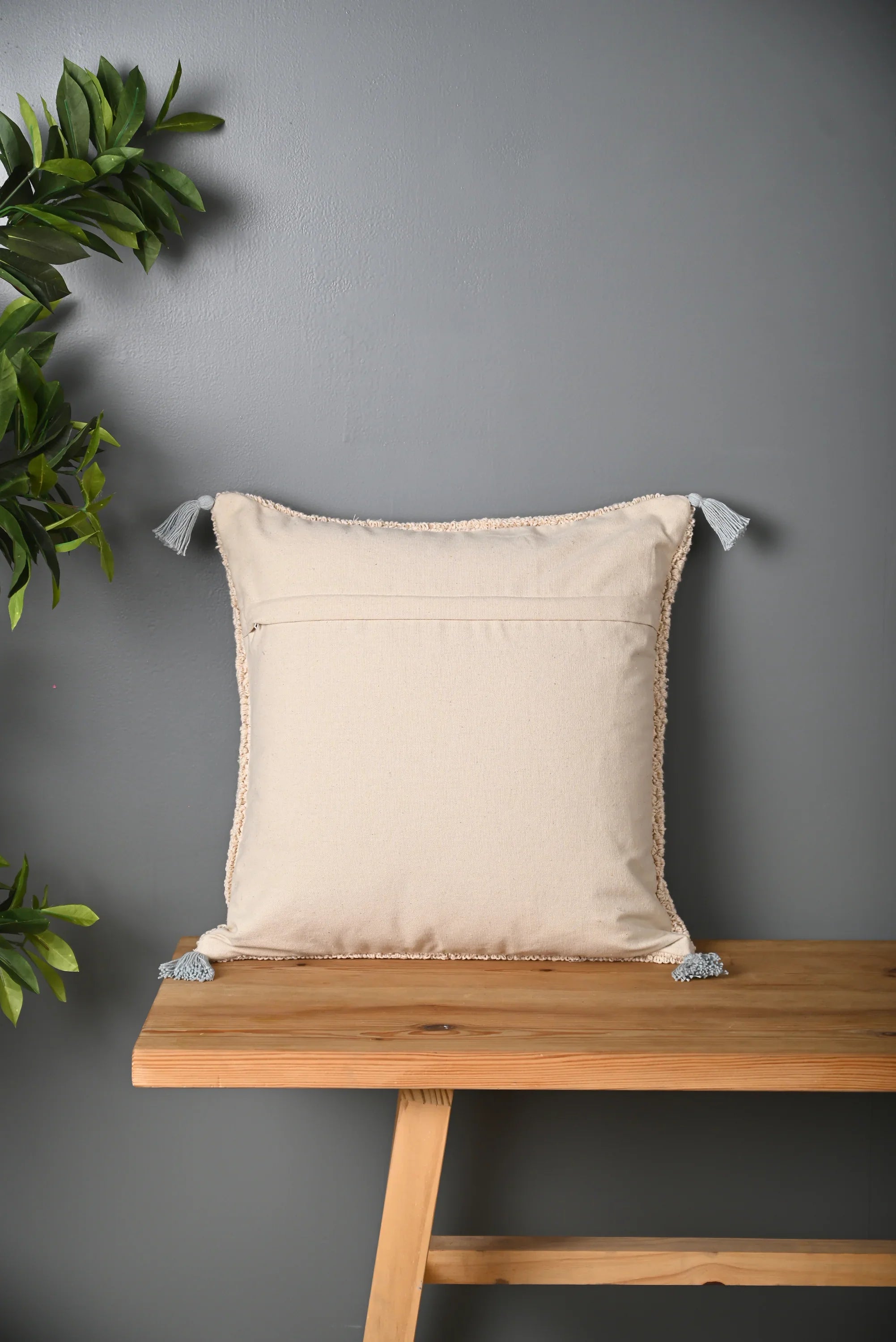 Peacock Design Cotton Truffted Cushion Cover - SanskrutiHomes