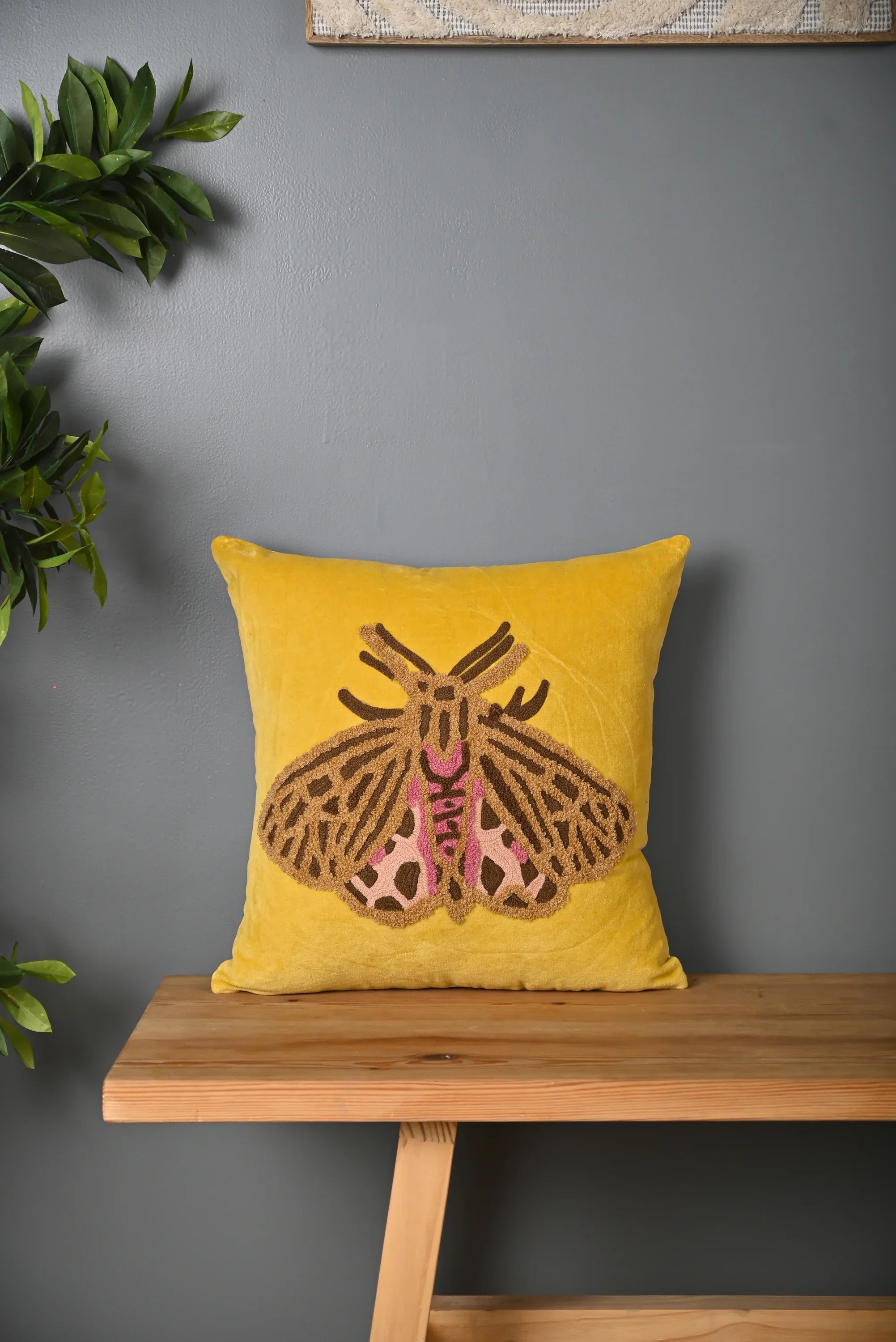 Yellow Beetle Design Velvet Cushion Cover - SanskrutiHomes