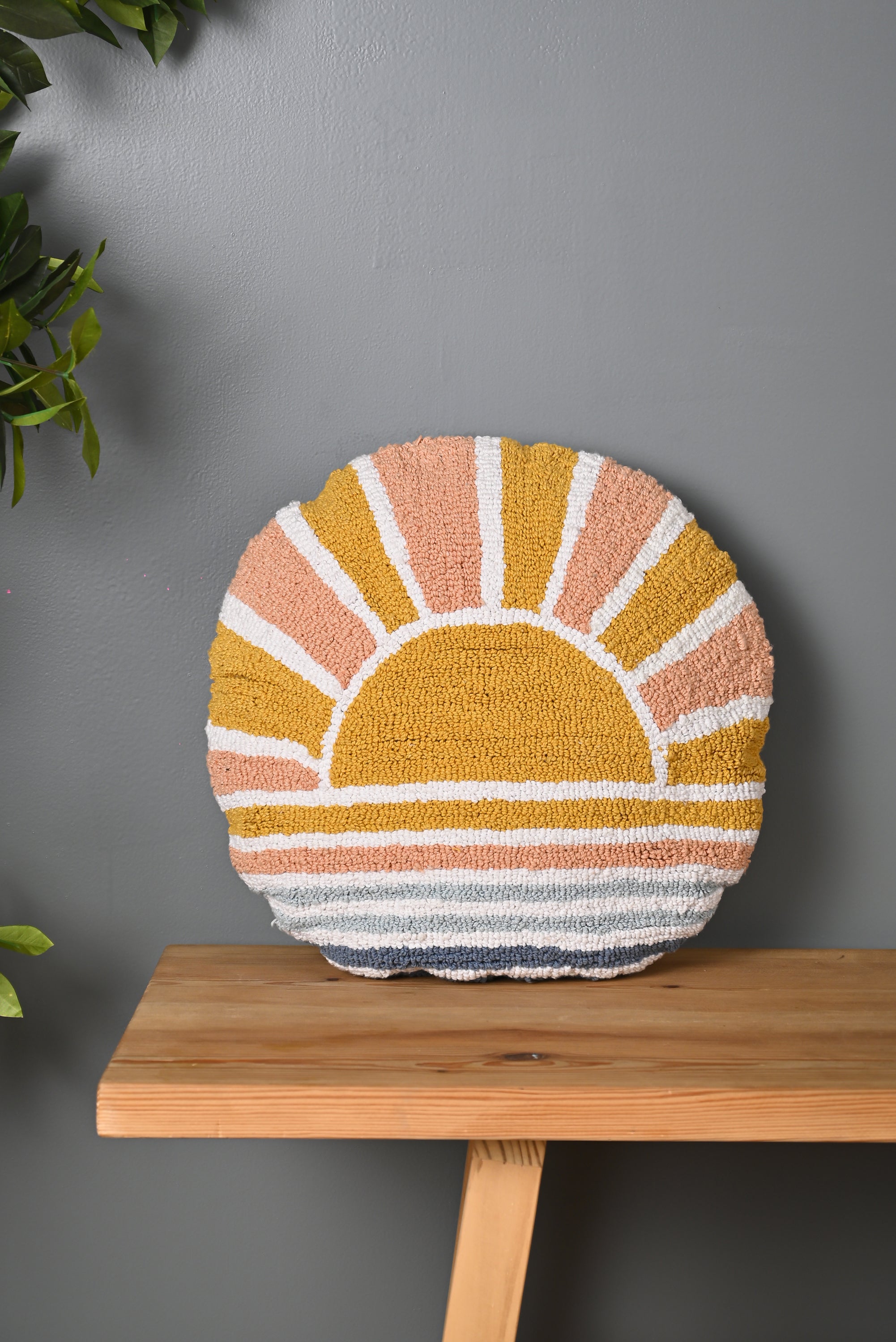 Multicolor Round Truffted Cotton Cushion Cover