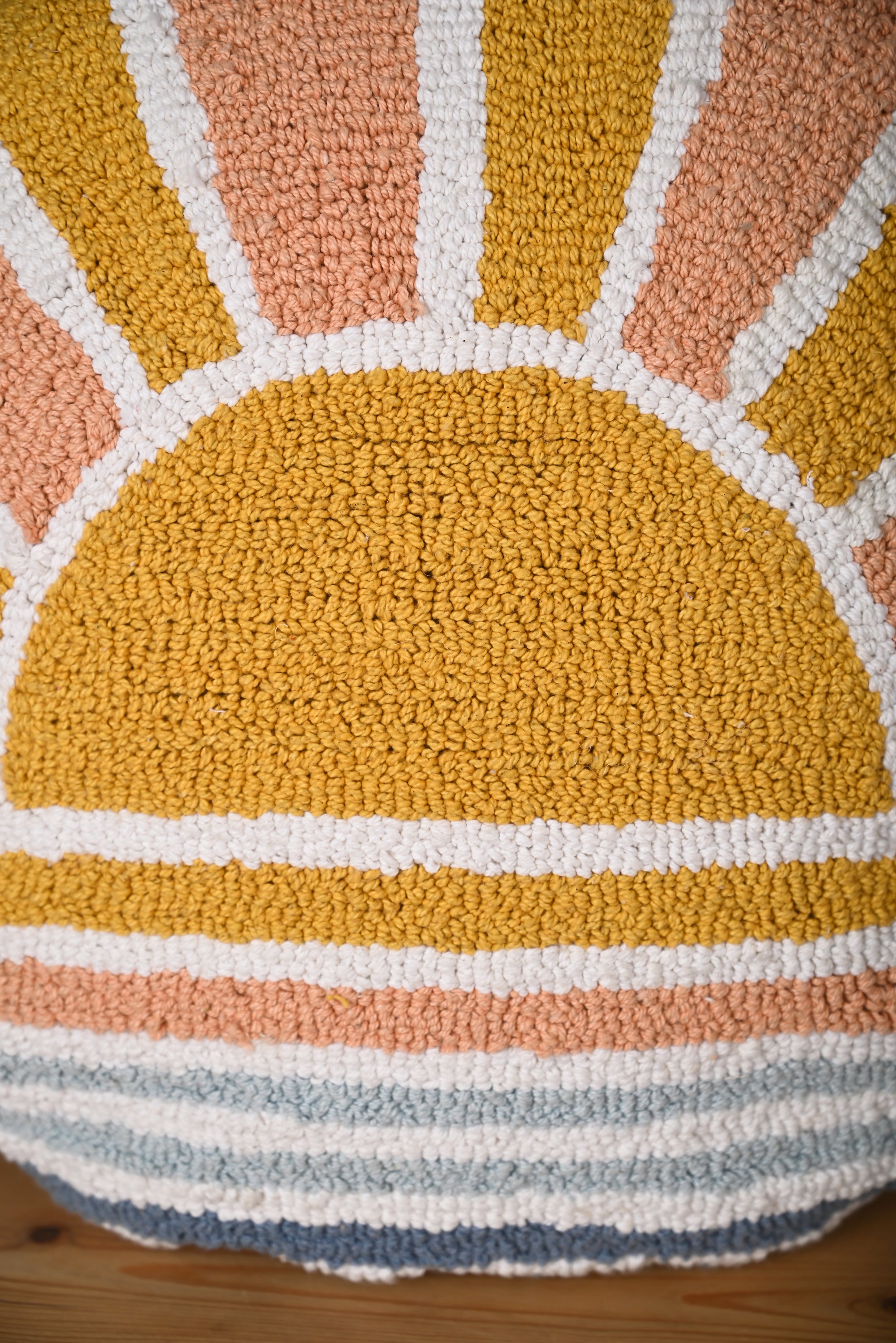 Multicolor Round Truffted Cotton Cushion Cover