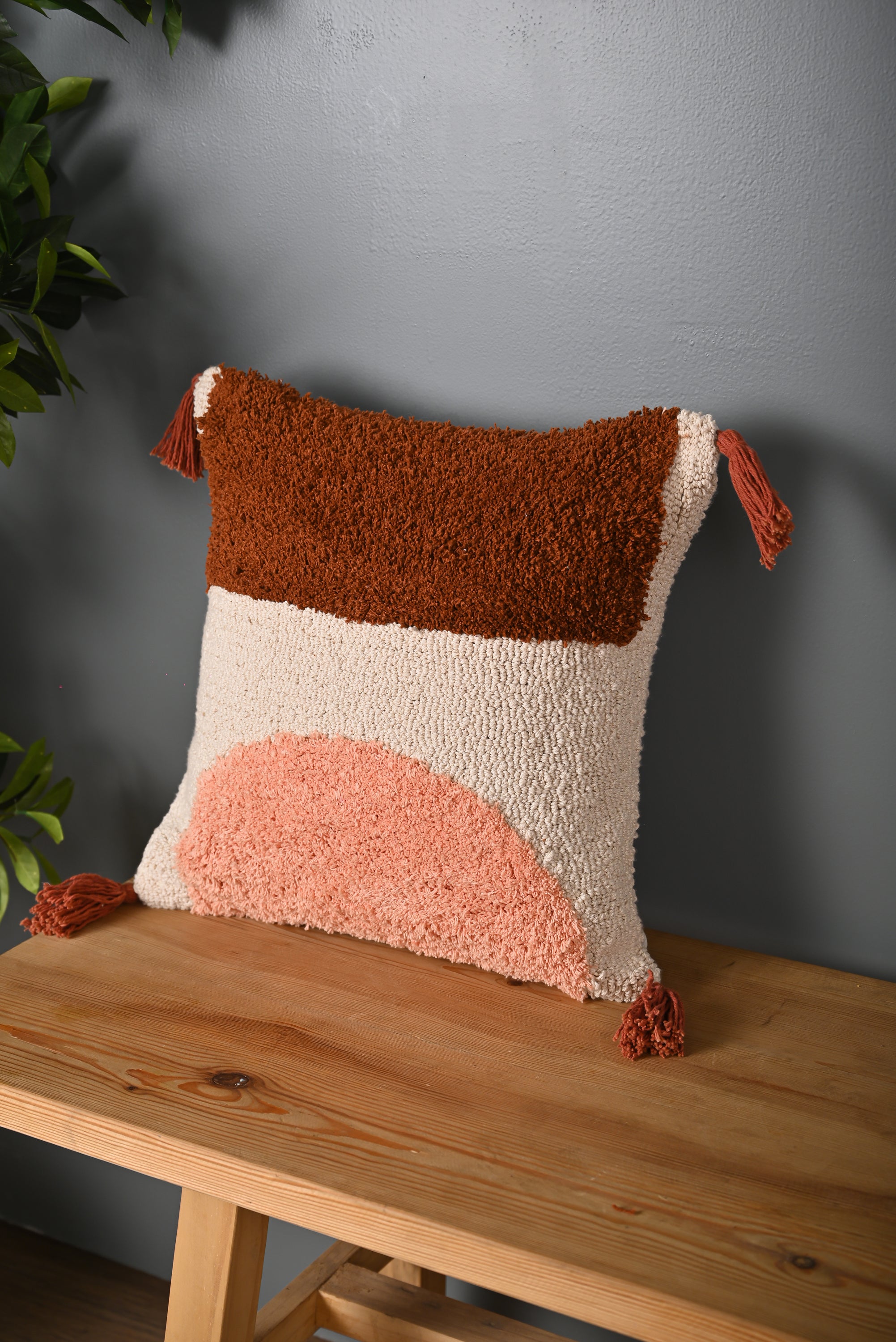 Multicolor Truffted Cotton Cushion Cover