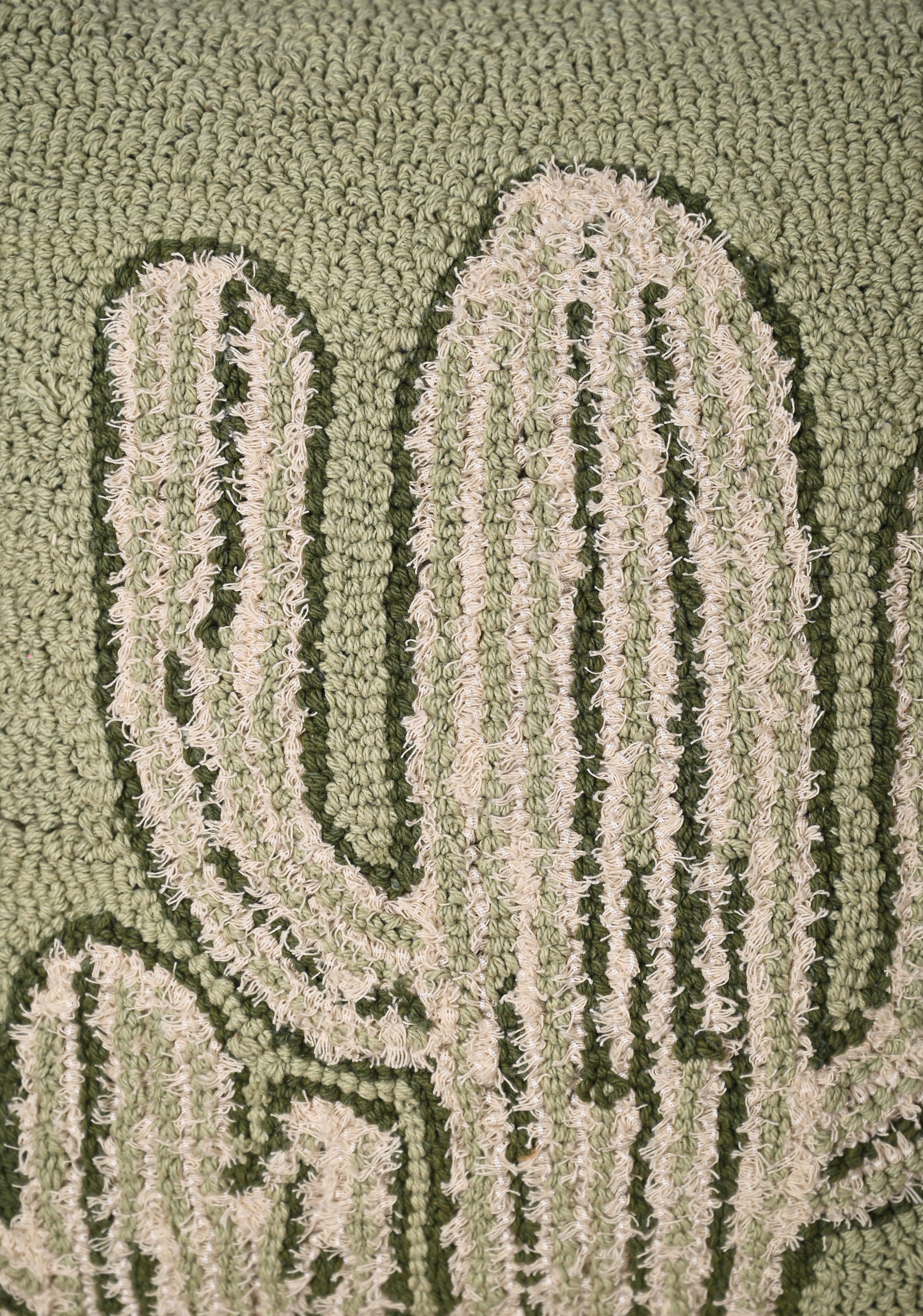 Green Truffted Cactus Design Cushion Cover
