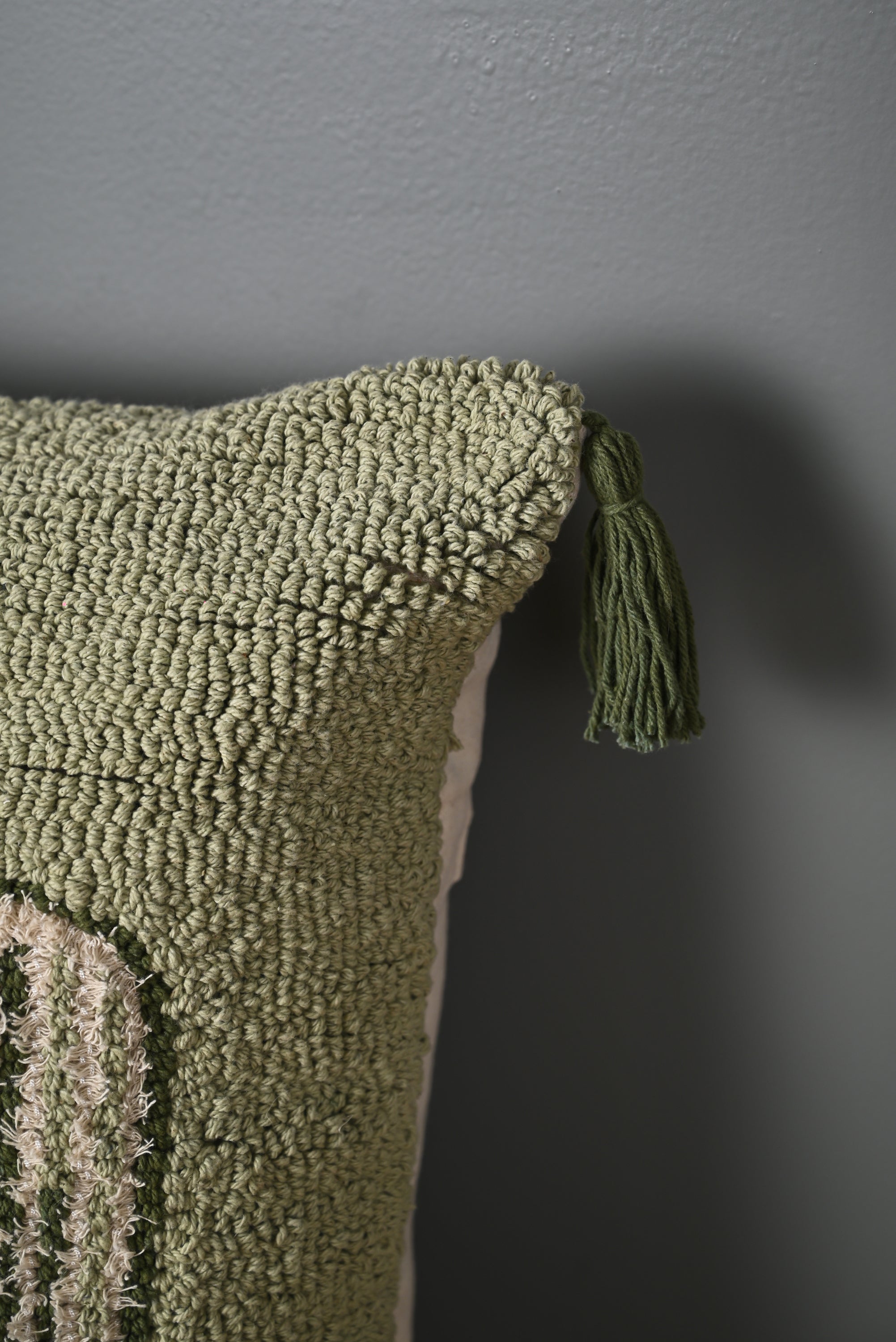 Green Truffted Cactus Design Cushion Cover