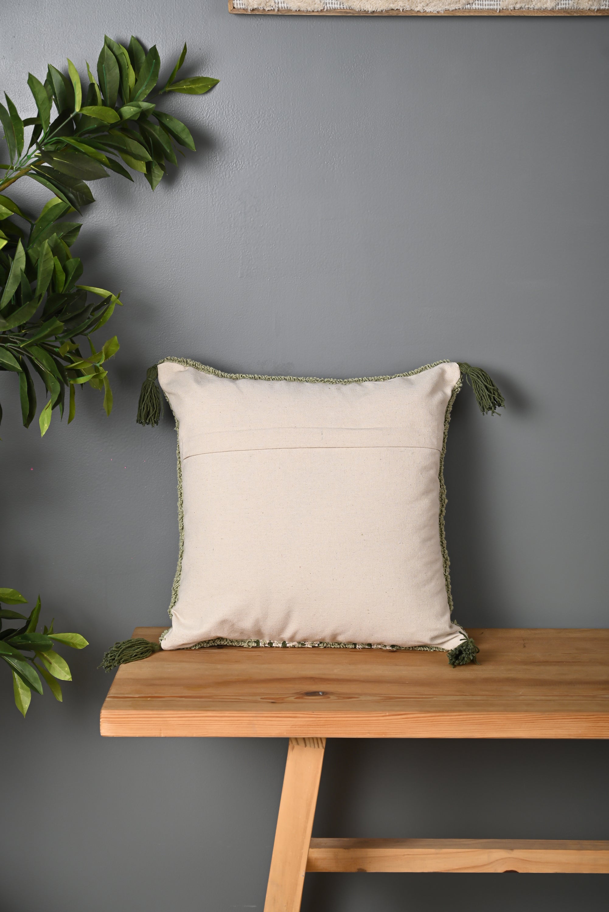Green Truffted Cactus Design Cushion Cover