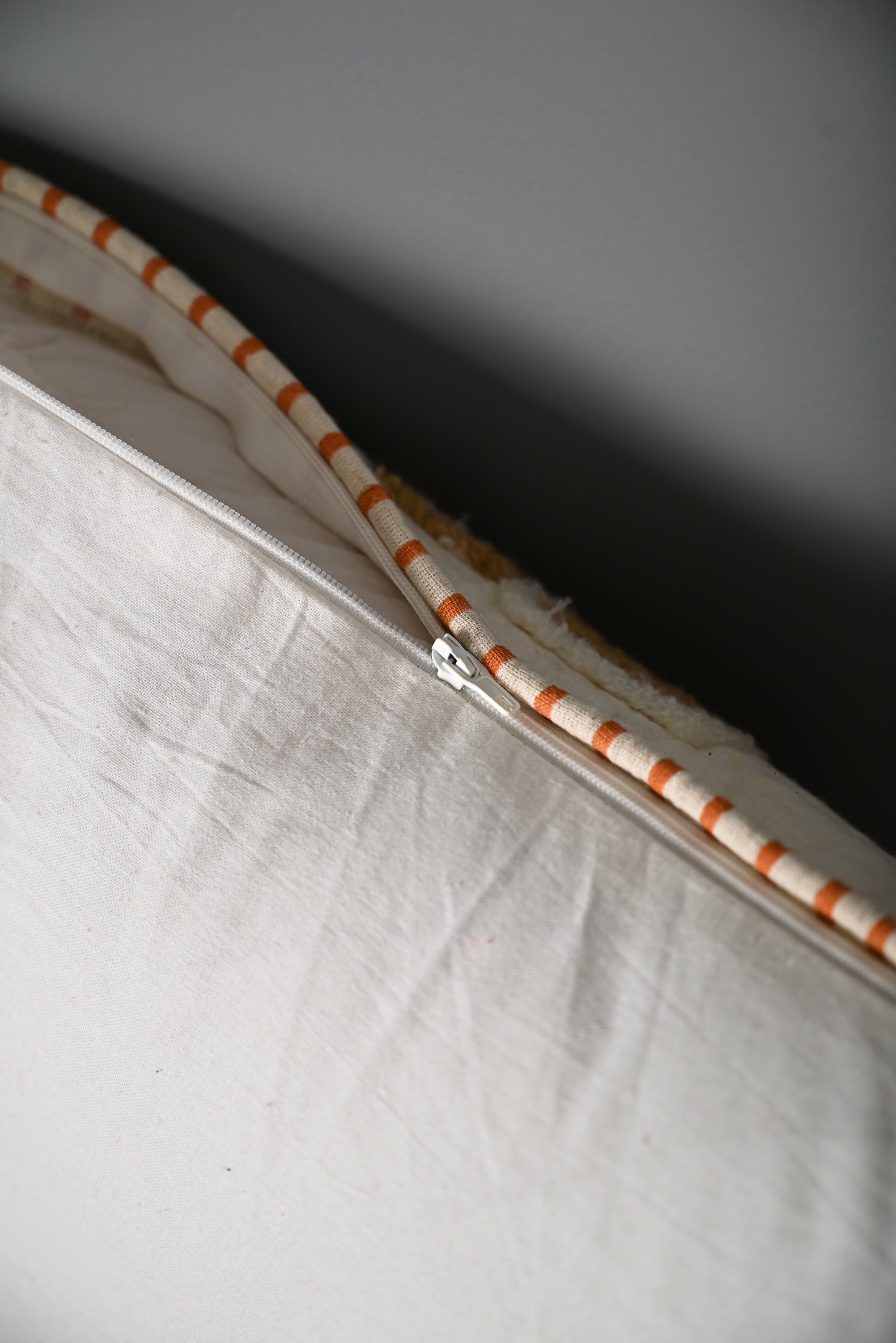 Beige Coconut Tree Design Truffted Cushion Cover