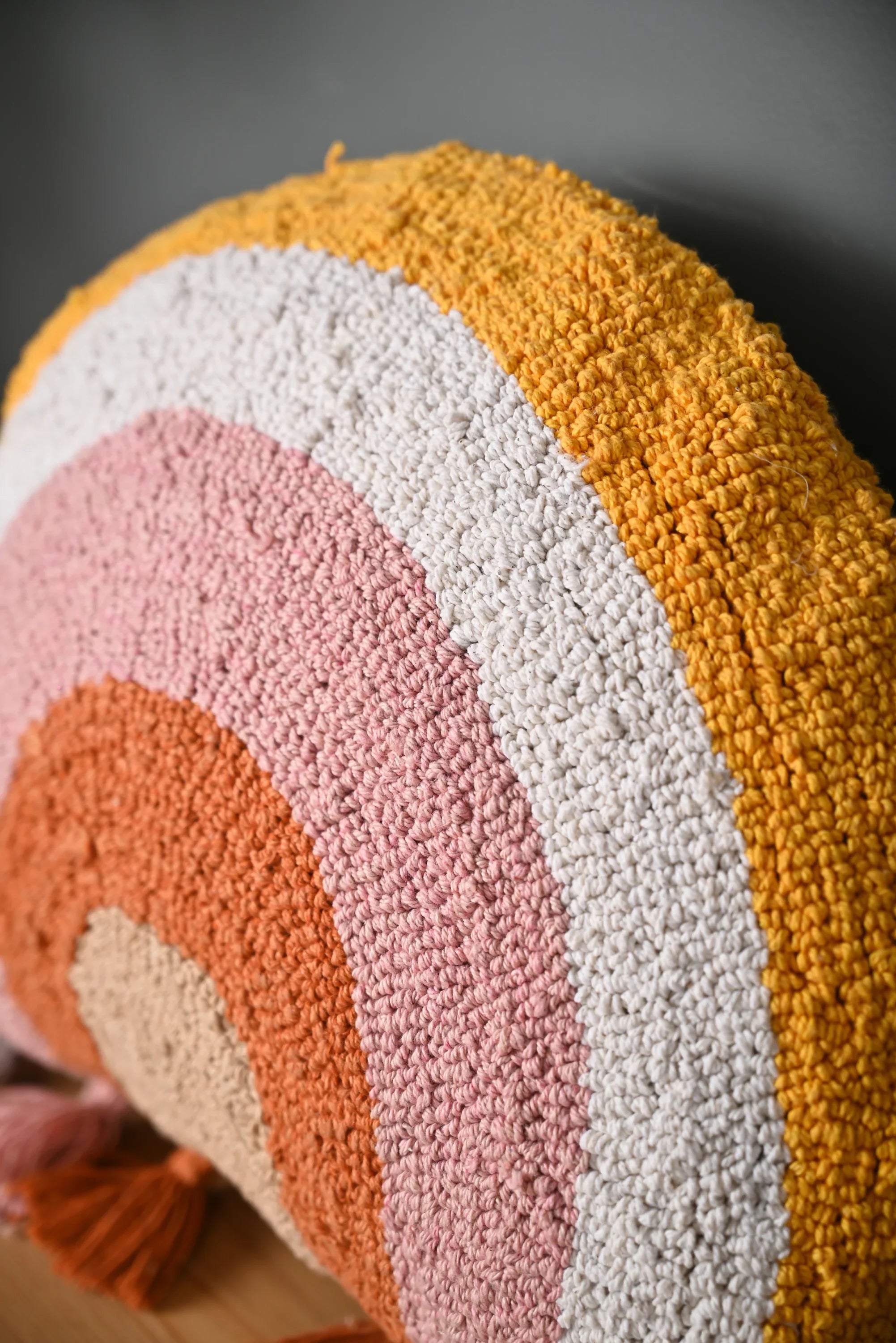 Half Round Shape Multicolor Truffted Cushion Cover - SanskrutiHomes