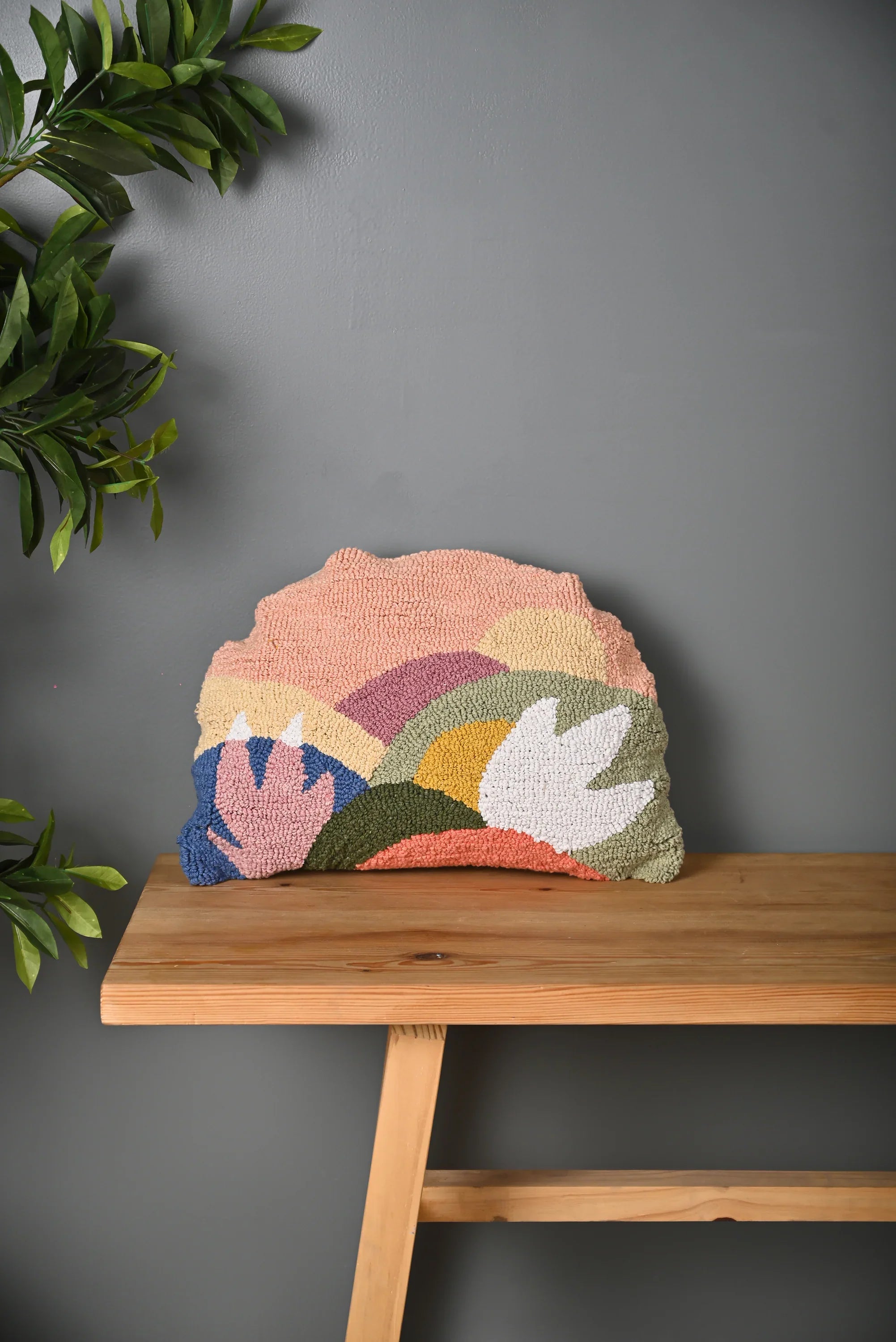 Multicolor Half Round Truffted Cotton Cushion Cover - SanskrutiHomes