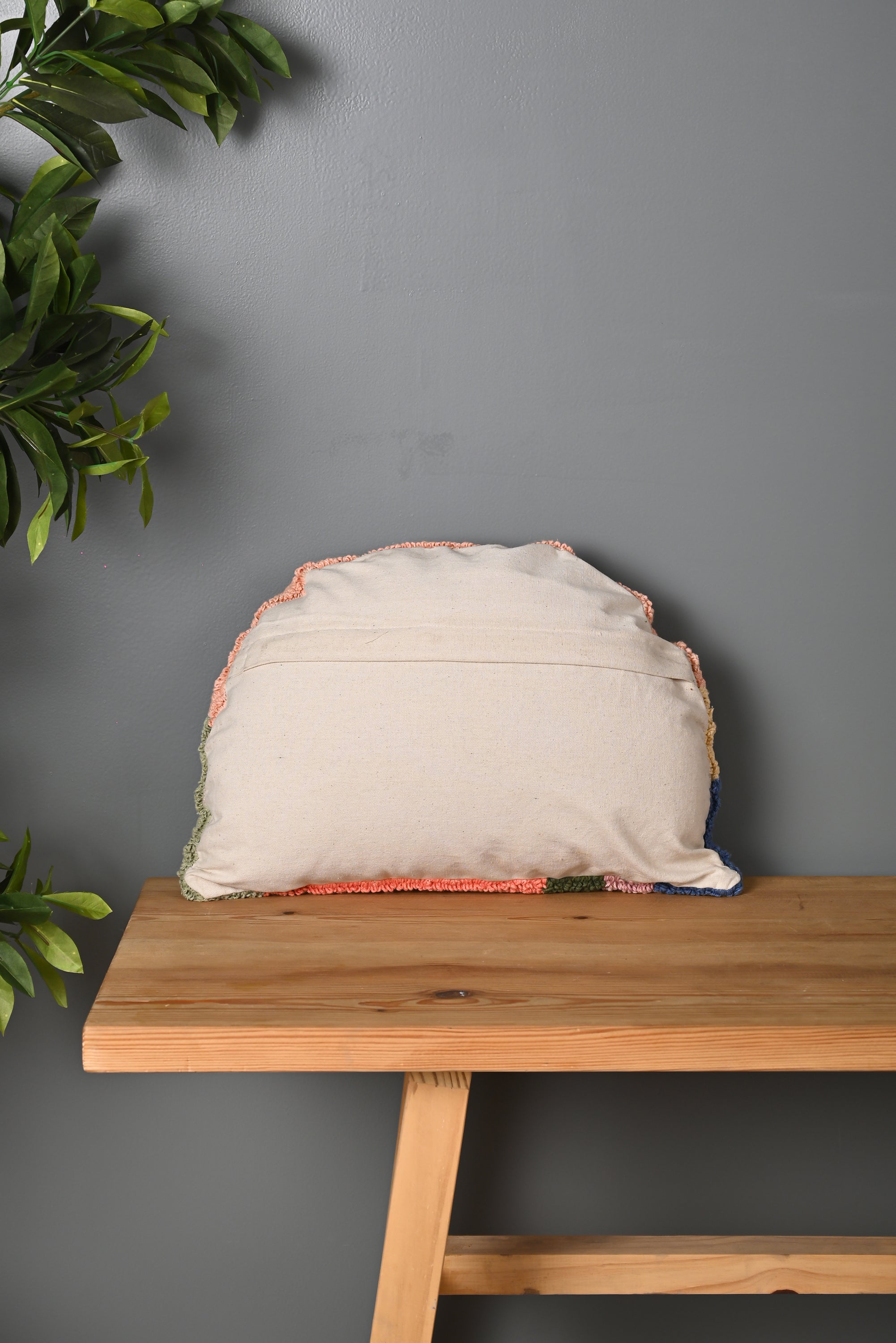 Multicolor Half Round Truffted Cotton Cushion Cover