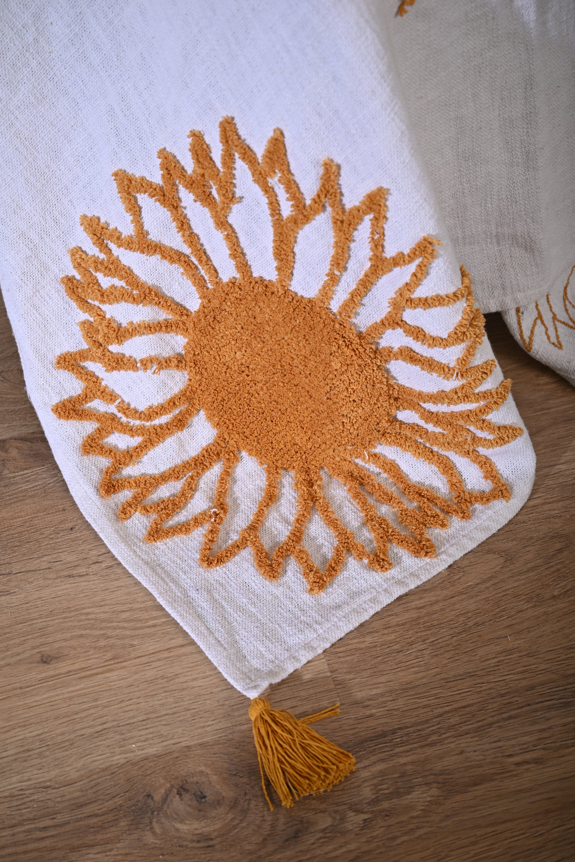 Yellow Sunflower Embroidery Throw