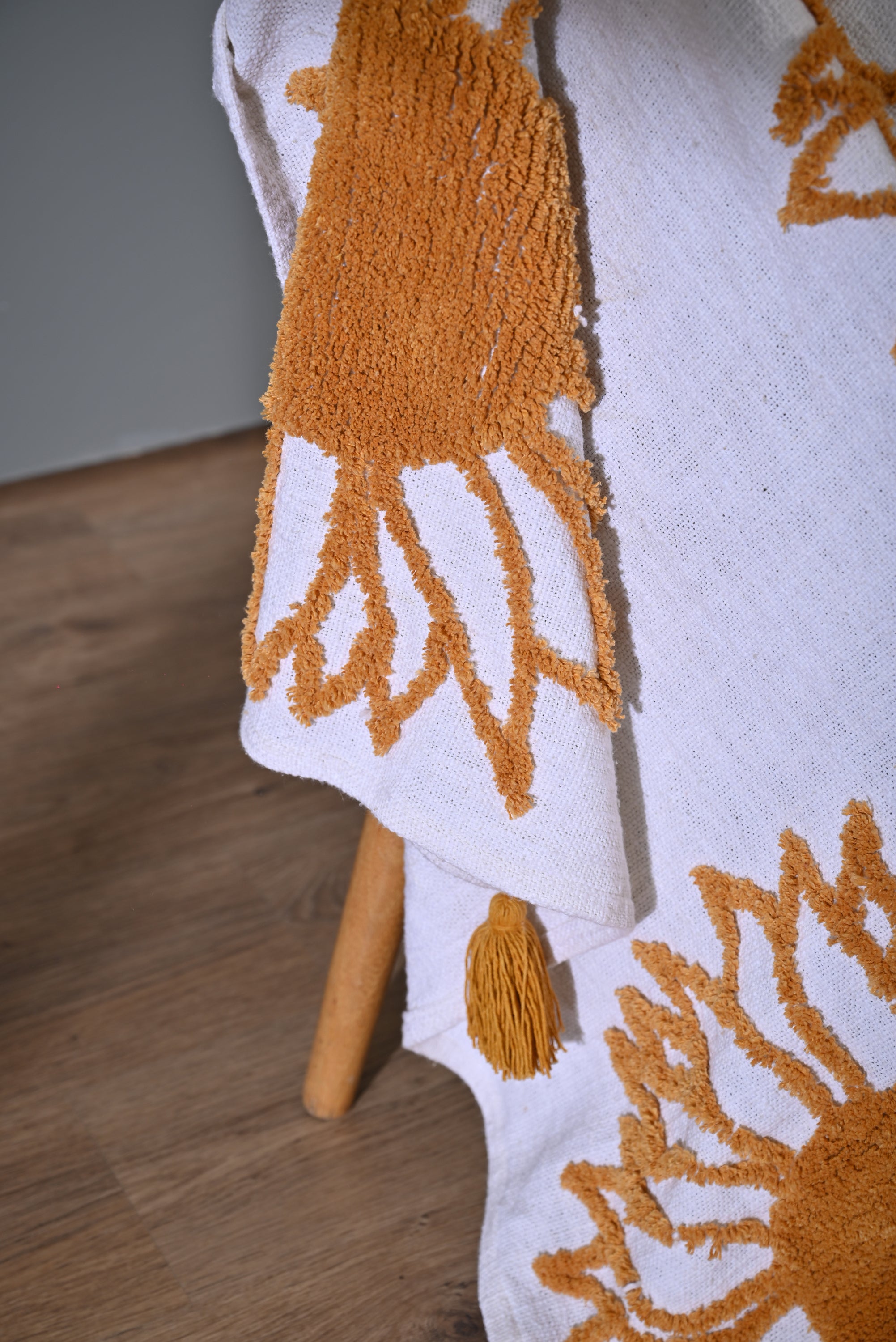 Yellow Sunflower Embroidery Throw