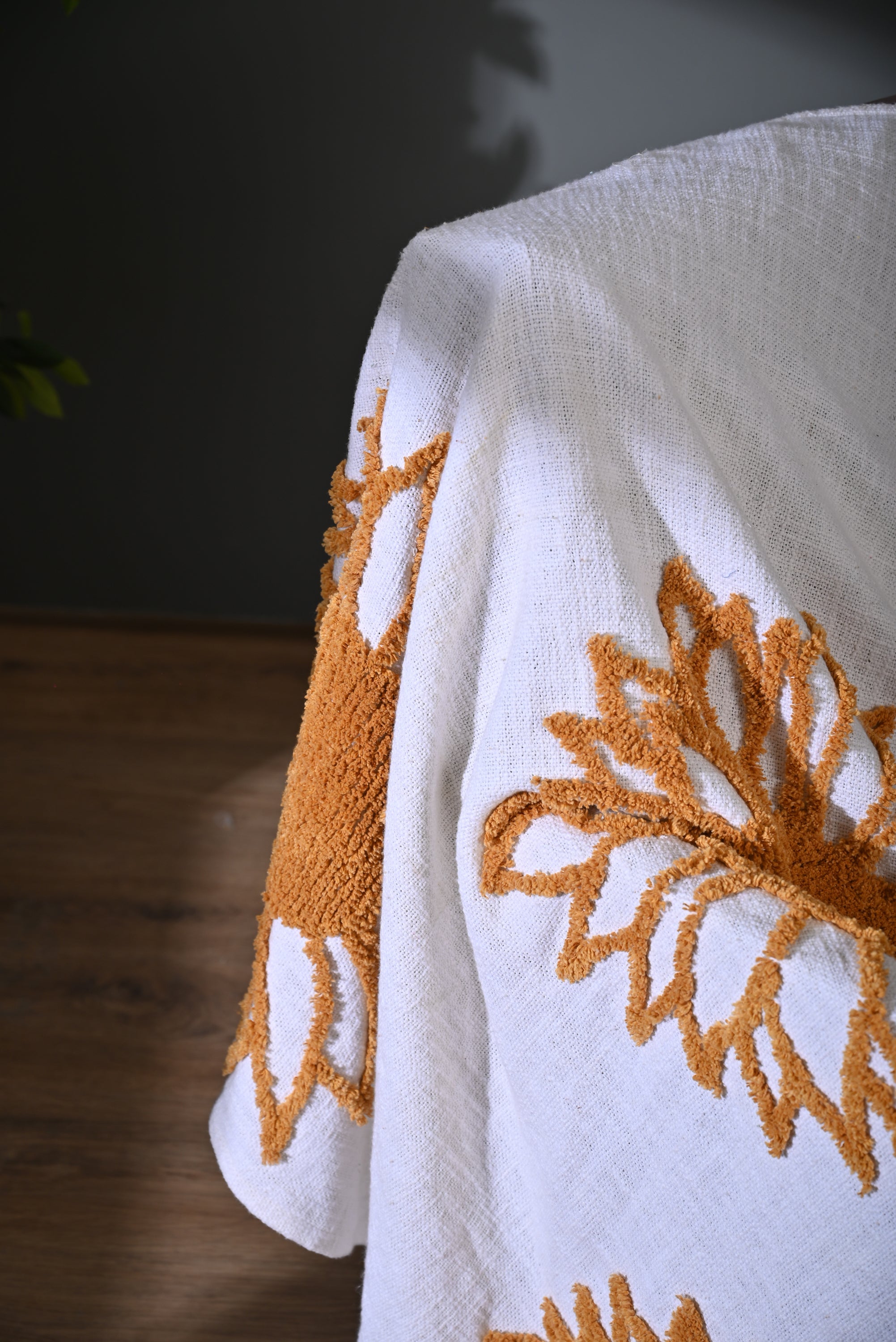 Yellow Sunflower Embroidery Throw