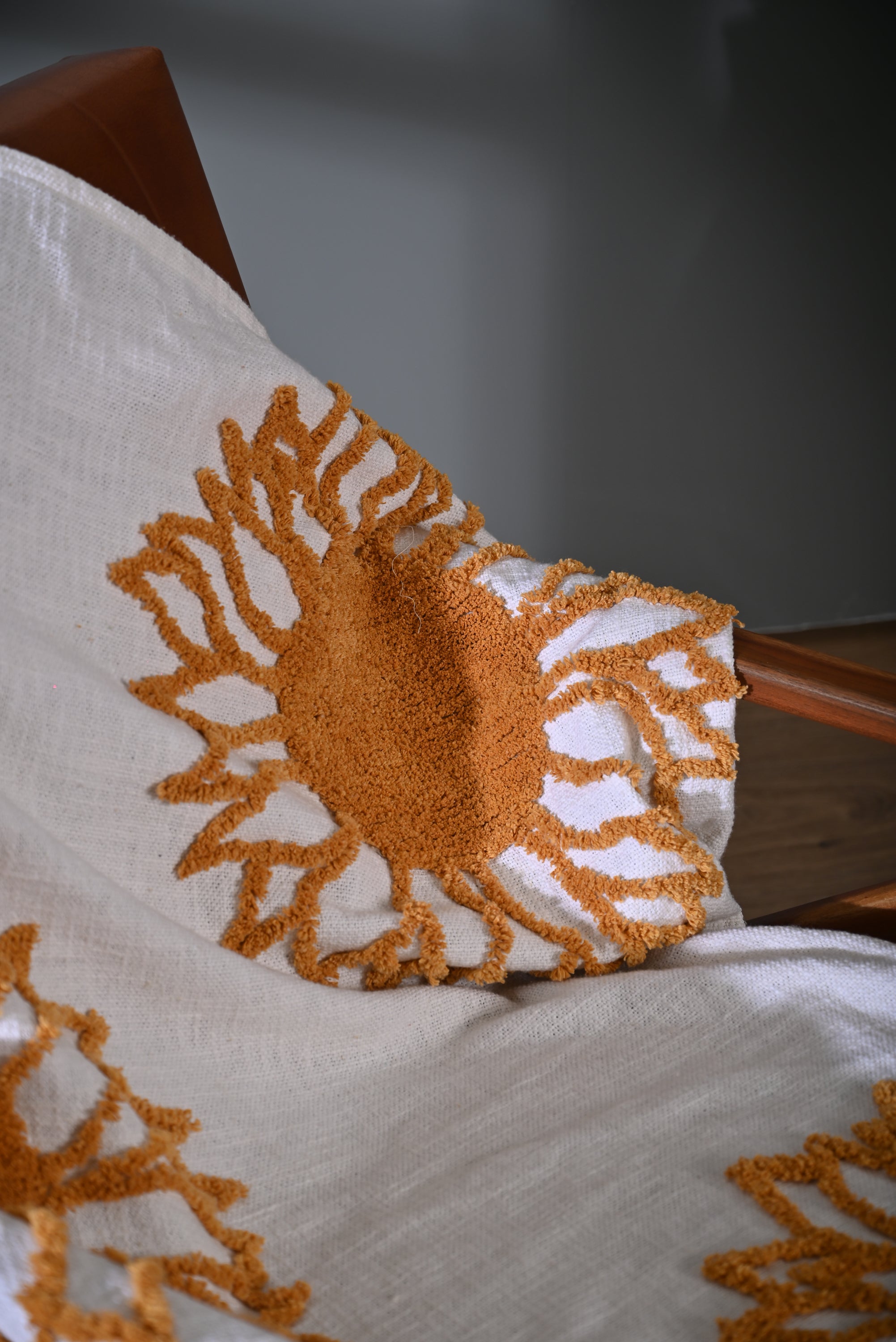 Yellow Sunflower Embroidery Throw