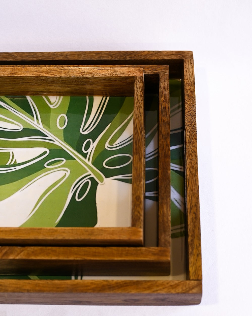 PRINTED RECTANGLE TRAY SET OF 3