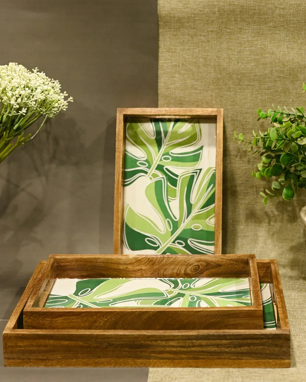 PRINTED RECTANGLE TRAY SET OF 3 - SanskrutiHomes