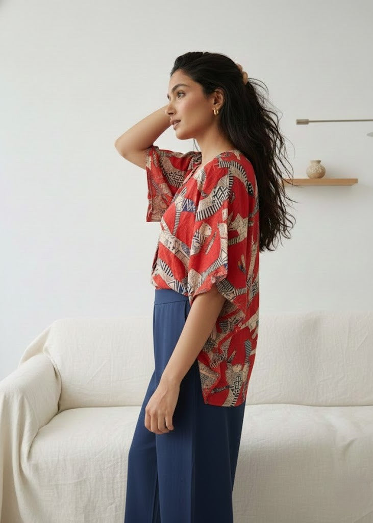 Red Dog Printed Cotton Night Suit Set