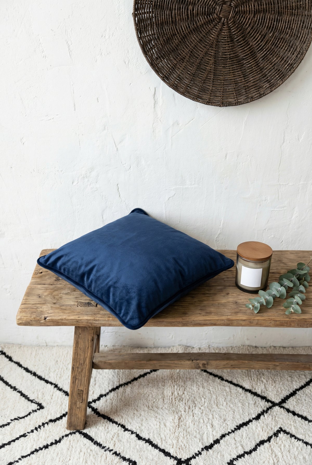 Blue Solid Textured Velvet Square Cushion Cover For Home Decor