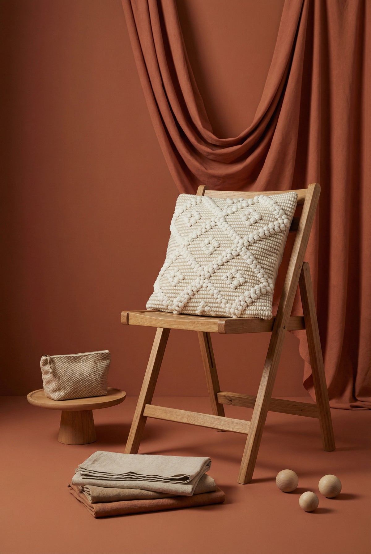White Geometric Textured Embroidered Cotton Cushion Cover