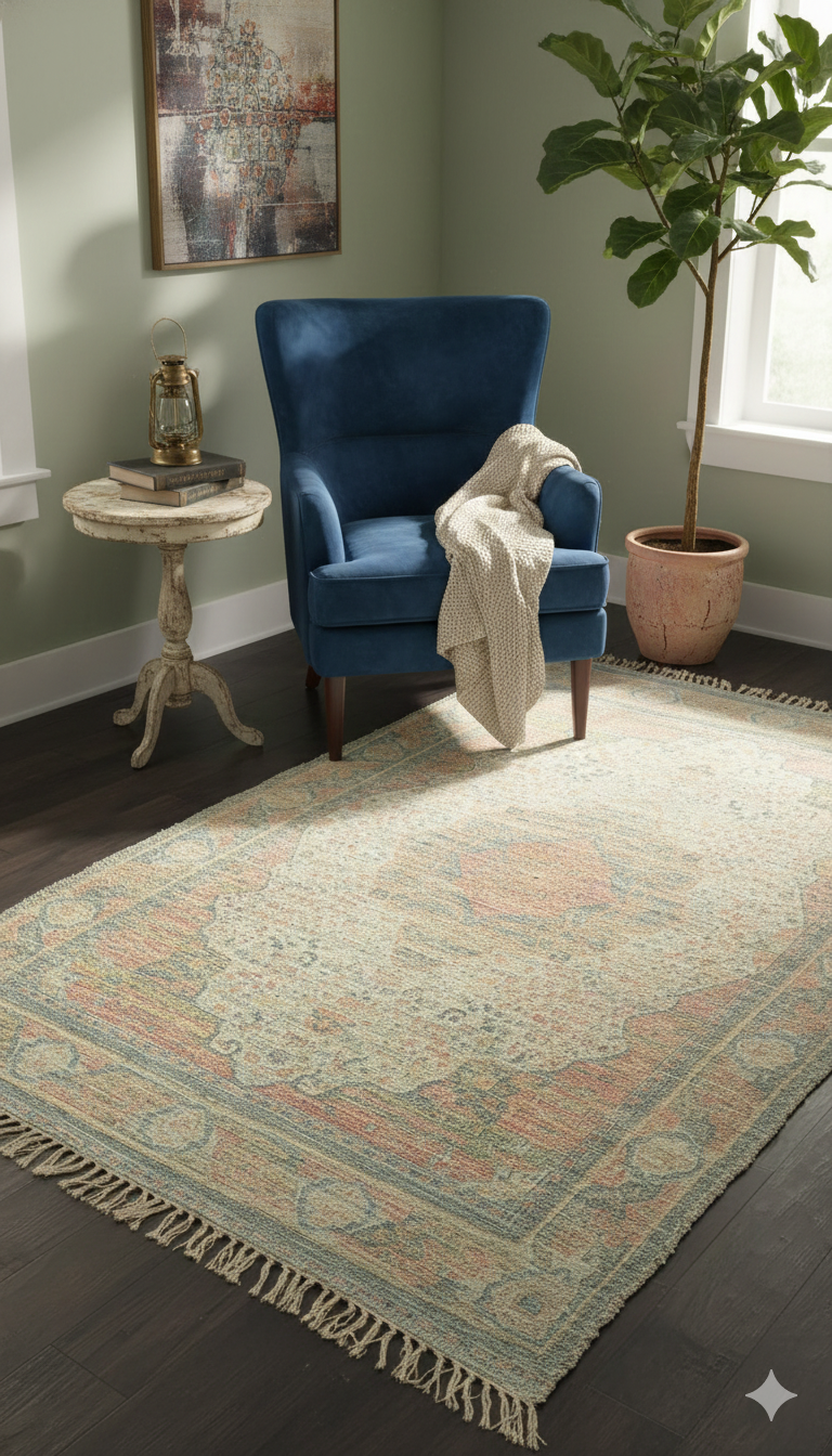 Multi Color Woven Polyester Distressed Digital Print Rug
