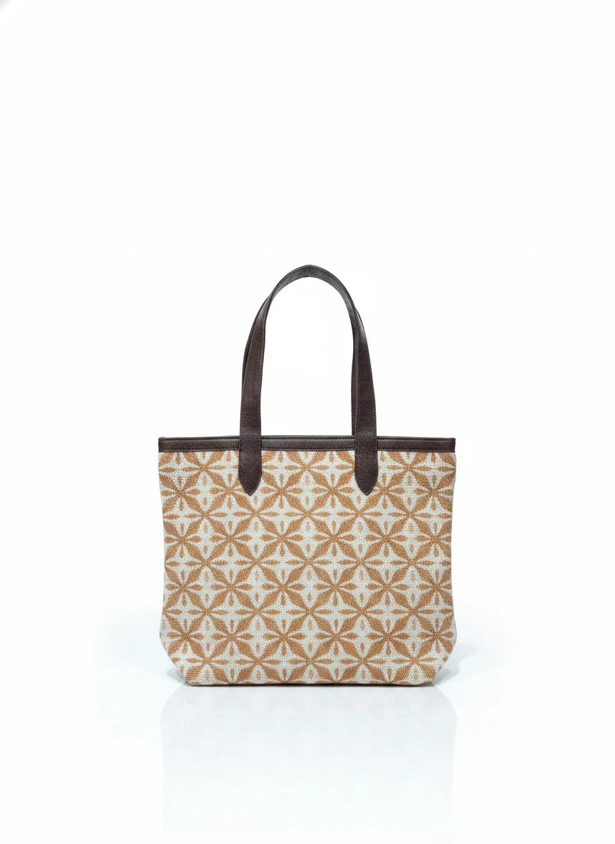Orange Geometric Print Cotton Tote Bag for Women - SanskrutiHomes