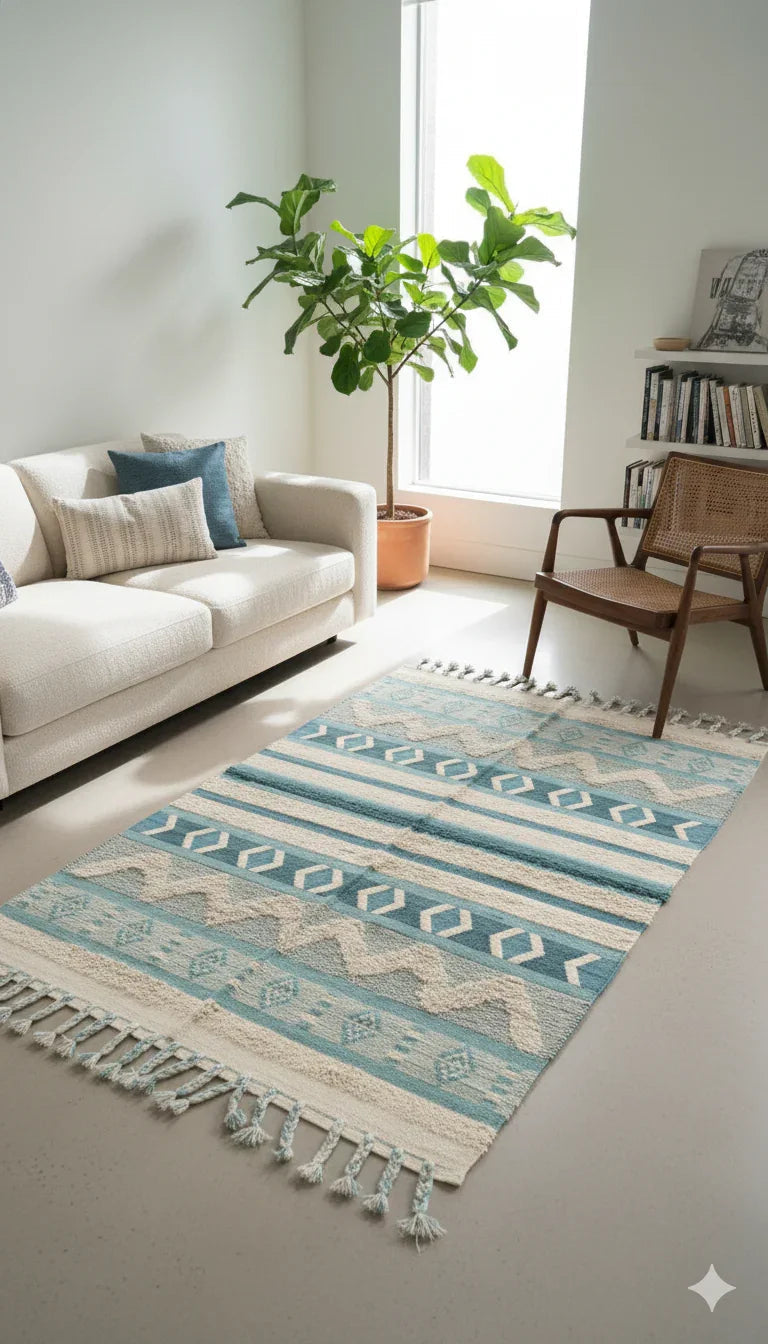 Multi-Color Hand-Woven 100% Cotton Rug