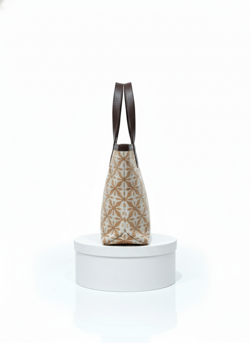 Orange Geometric Print Cotton Tote Bag for Women