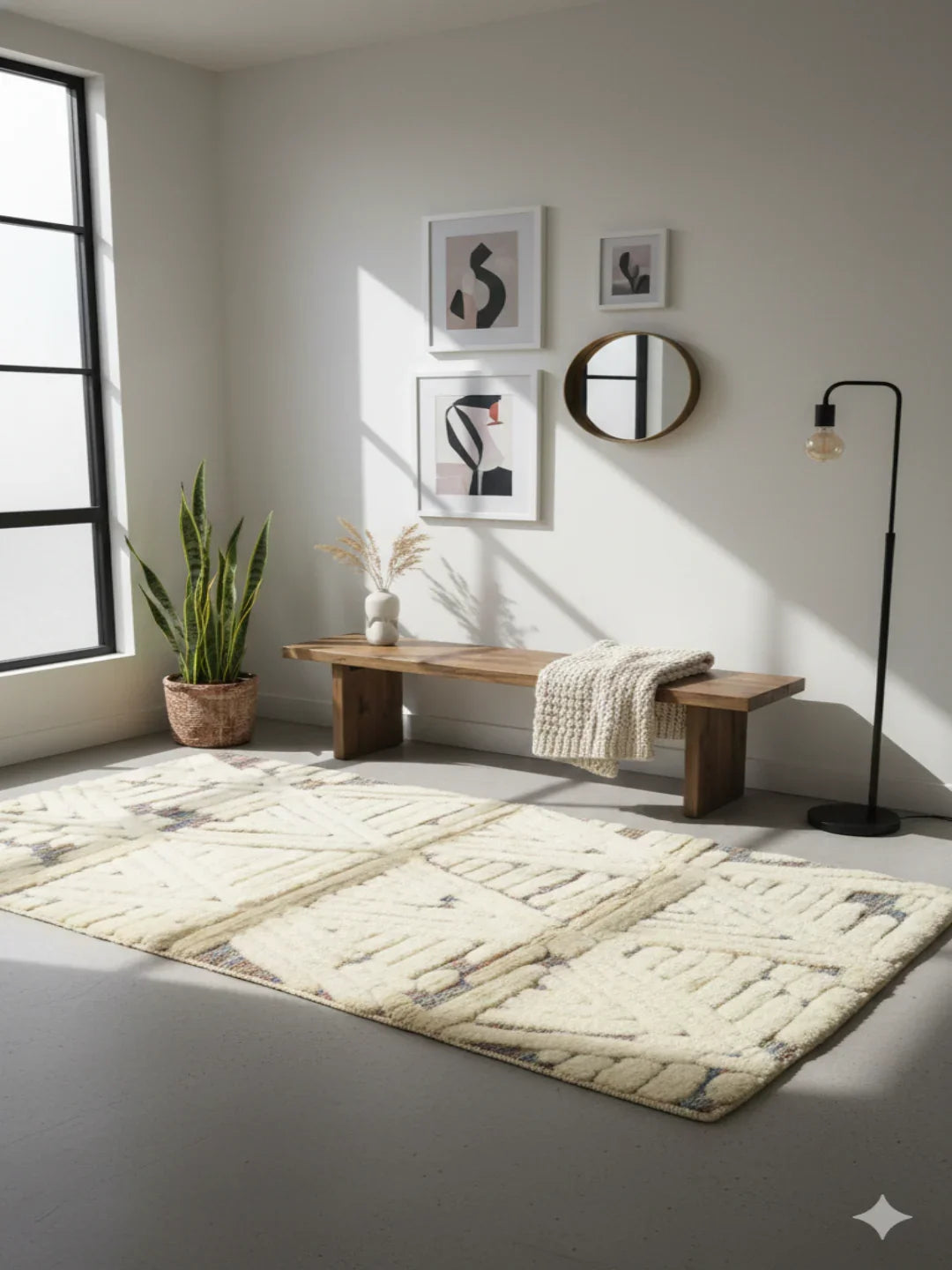 Hand-weaved Turkish Indigo soft Cotton wool Rug - SanskrutiHomes