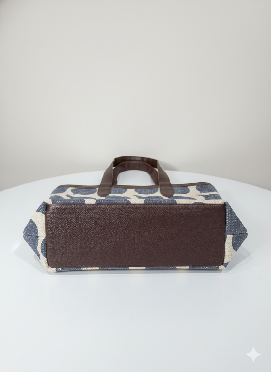 Blue Abstract Print Cotton Tote Bag for Women - SanskrutiHomes