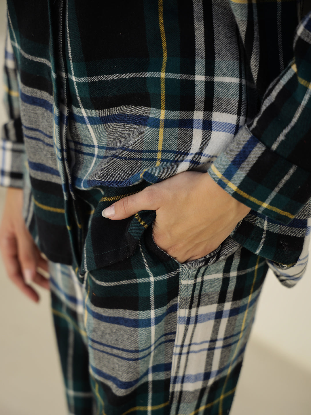 Check Printed Winter Cotton Night Suit