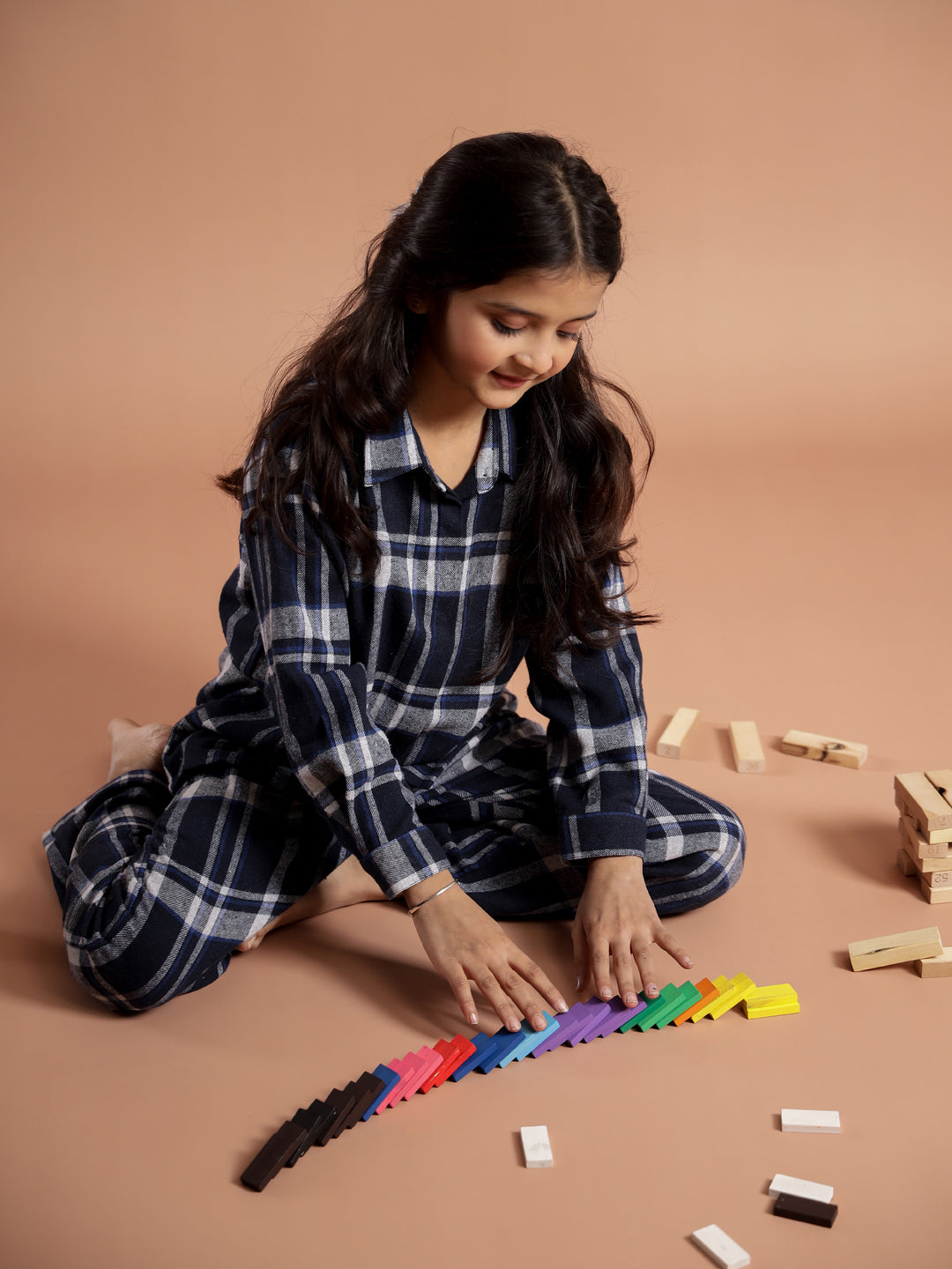 Checked Printed Cotton Night Suit for Kids