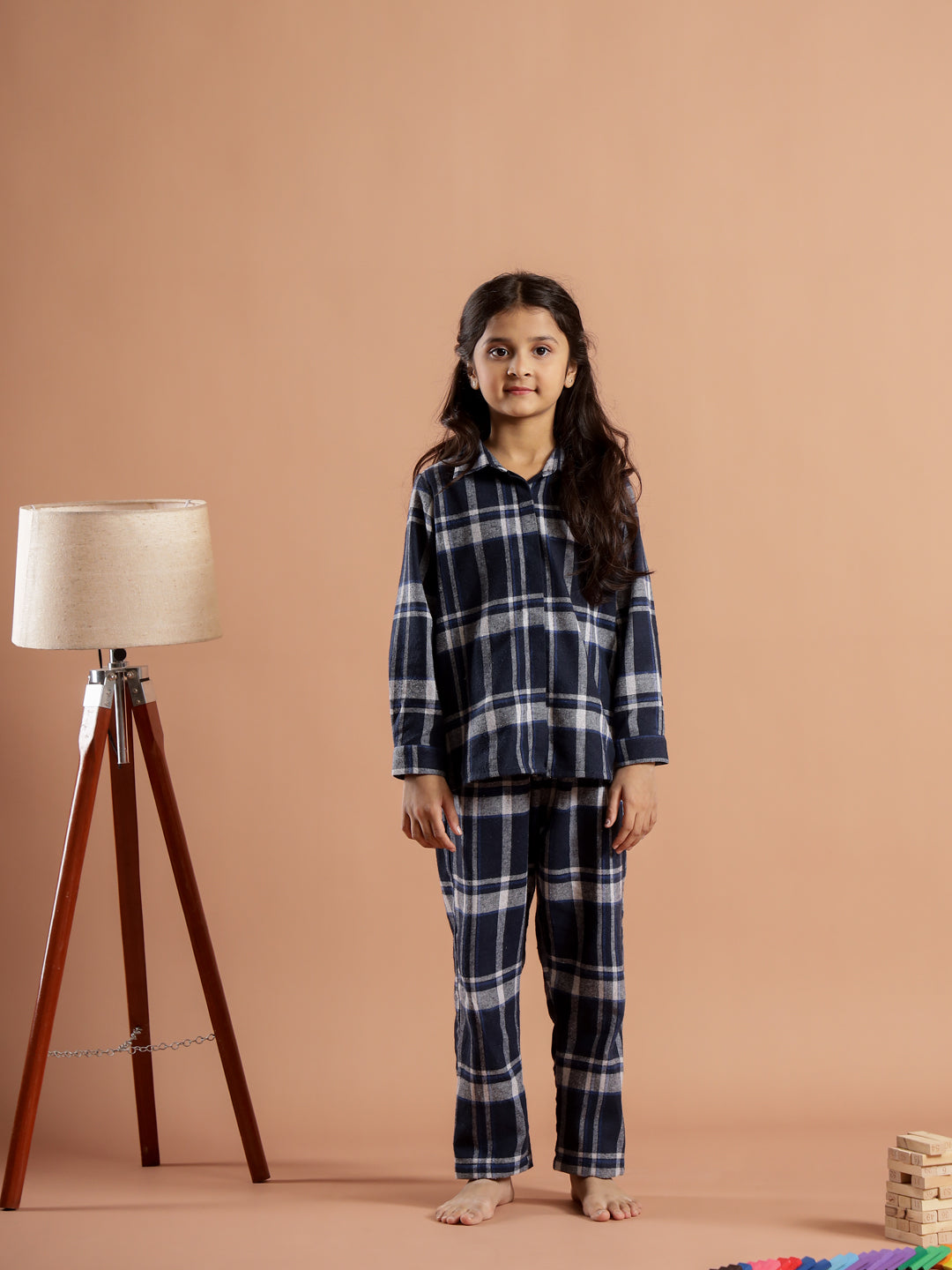 Checked Printed Cotton Night Suit for Kids