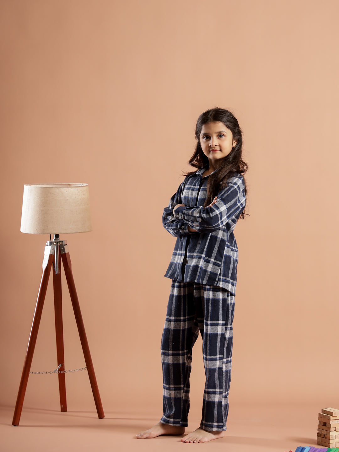 Checked Printed Cotton Night Suit for Kids