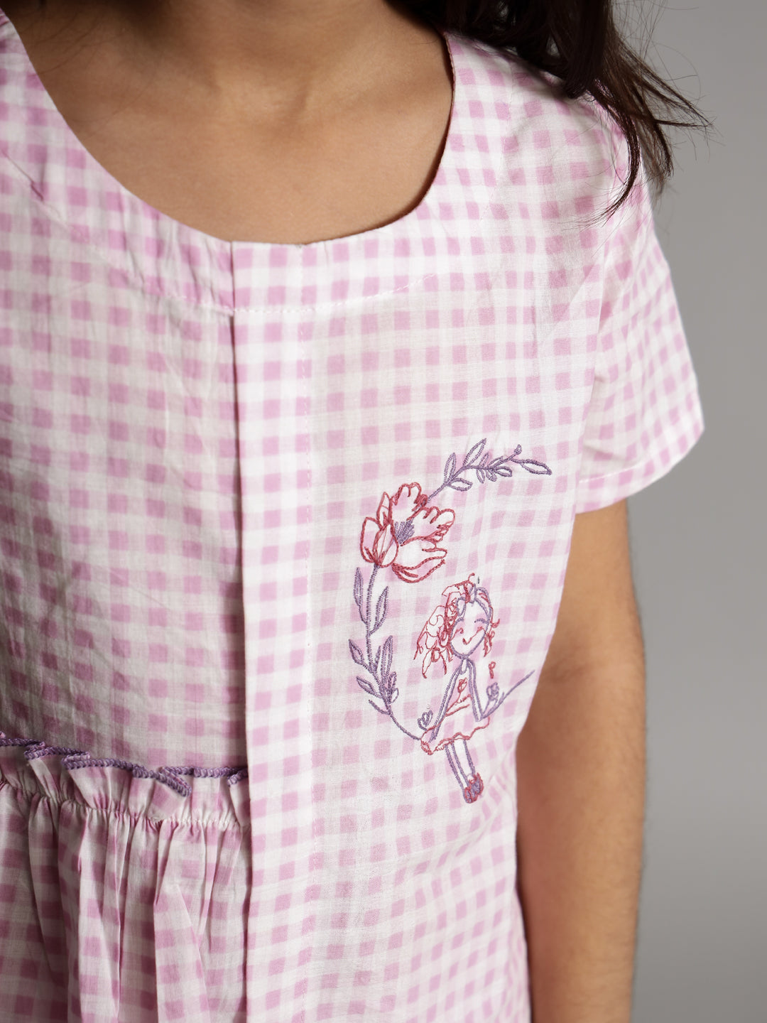 Pink Check Printed Cotton Co-ords Set