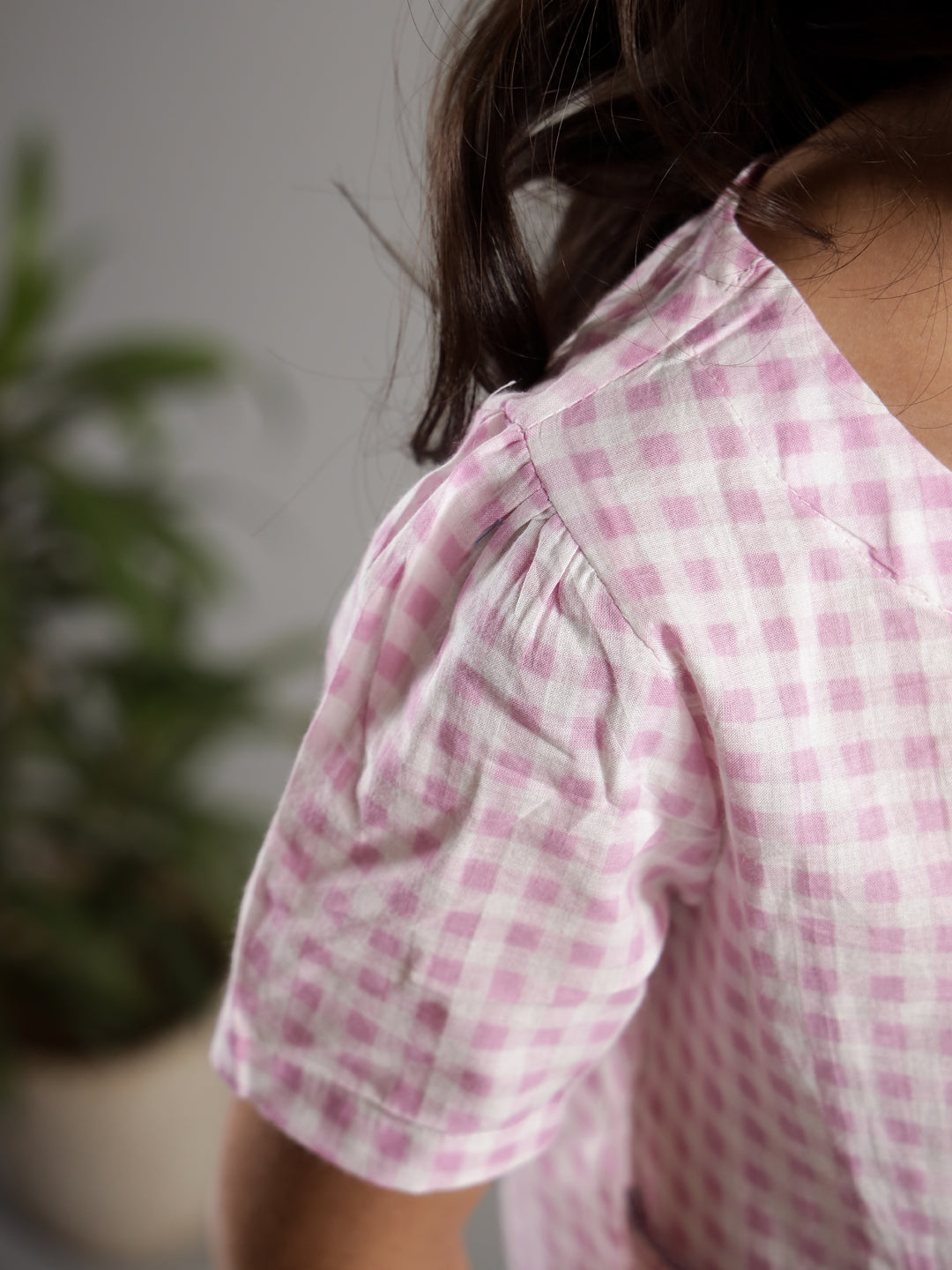 Pink Check Printed Cotton Co-Ords Set