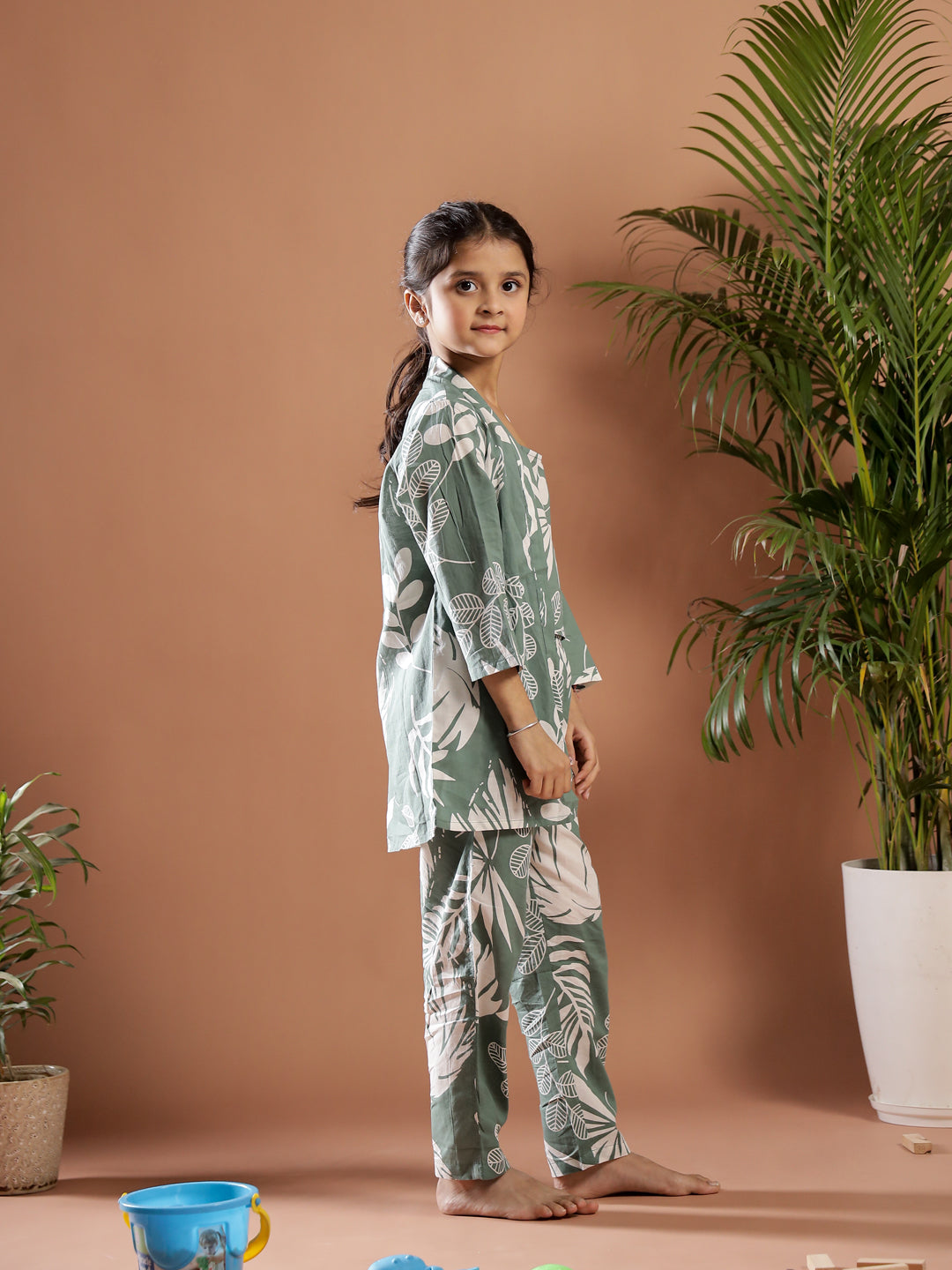 Set of 3 Floral Printed Cotton Night Suit for Kids