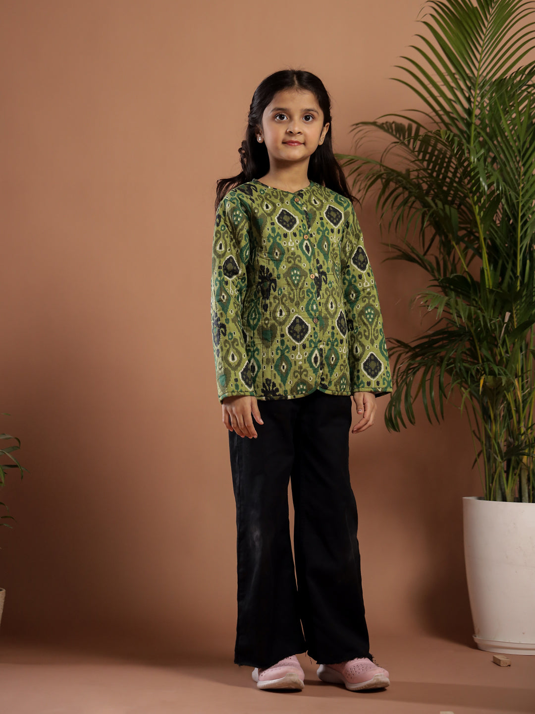 Floral Printed Cotton Jacket for Kids