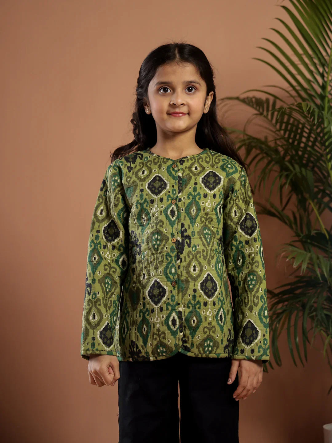 Floral Printed Cotton Winter Jacket for Kids - SanskrutiHomes