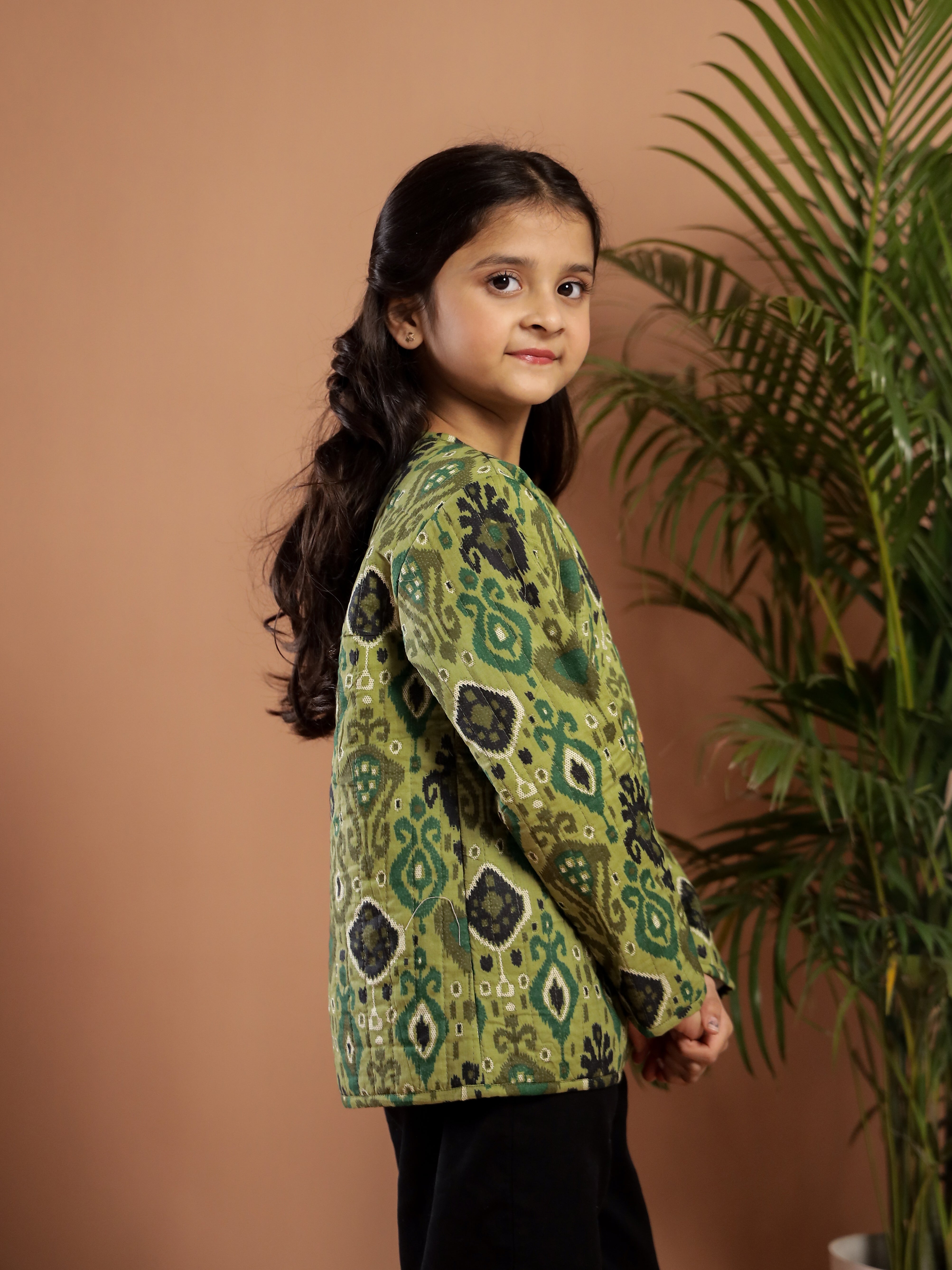 Floral Printed Cotton Winter Jacket for Kids - SanskrutiHomes