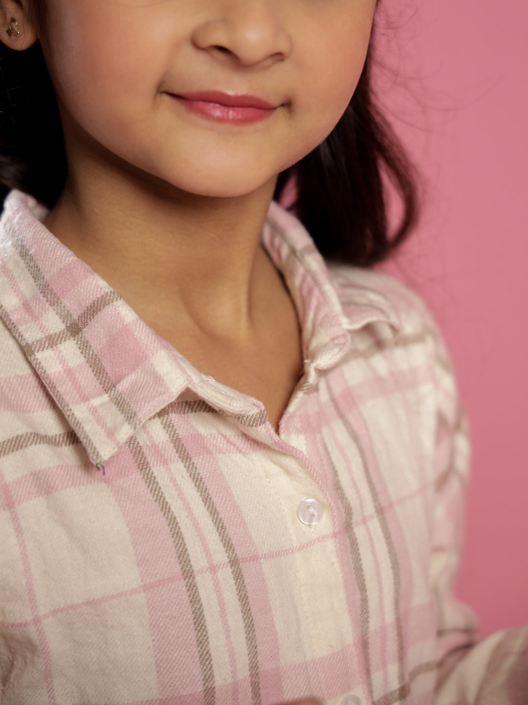 Pink Checked Printed Cotton Night Suit for Kids