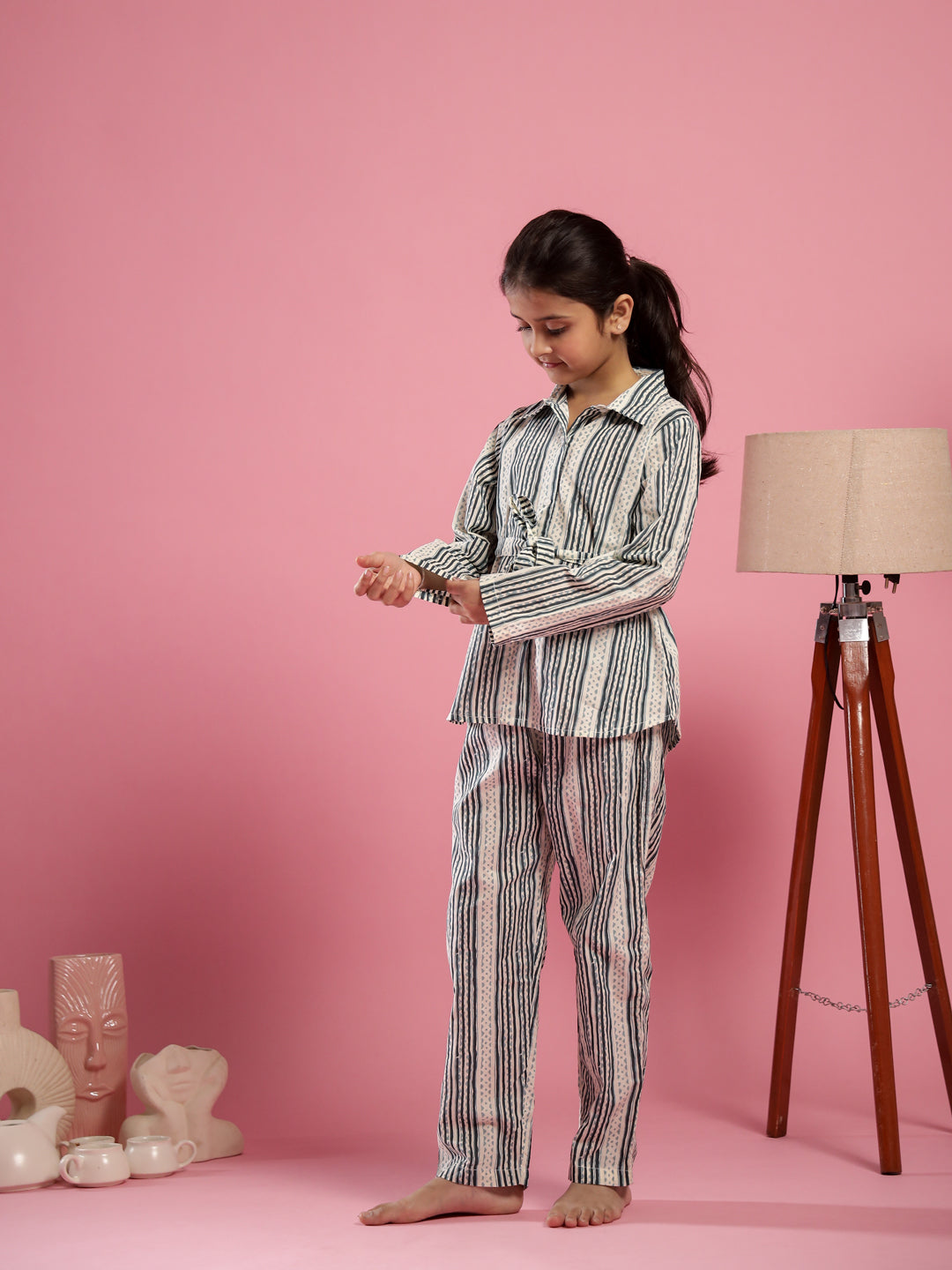 White Strips Printed Cotton Co-Ords Set