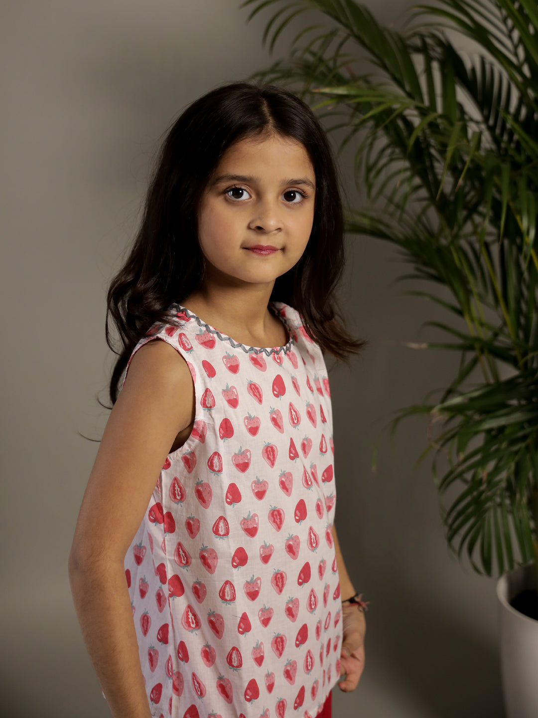 Strawberry Printed Cotton Co-ords Set for Kids