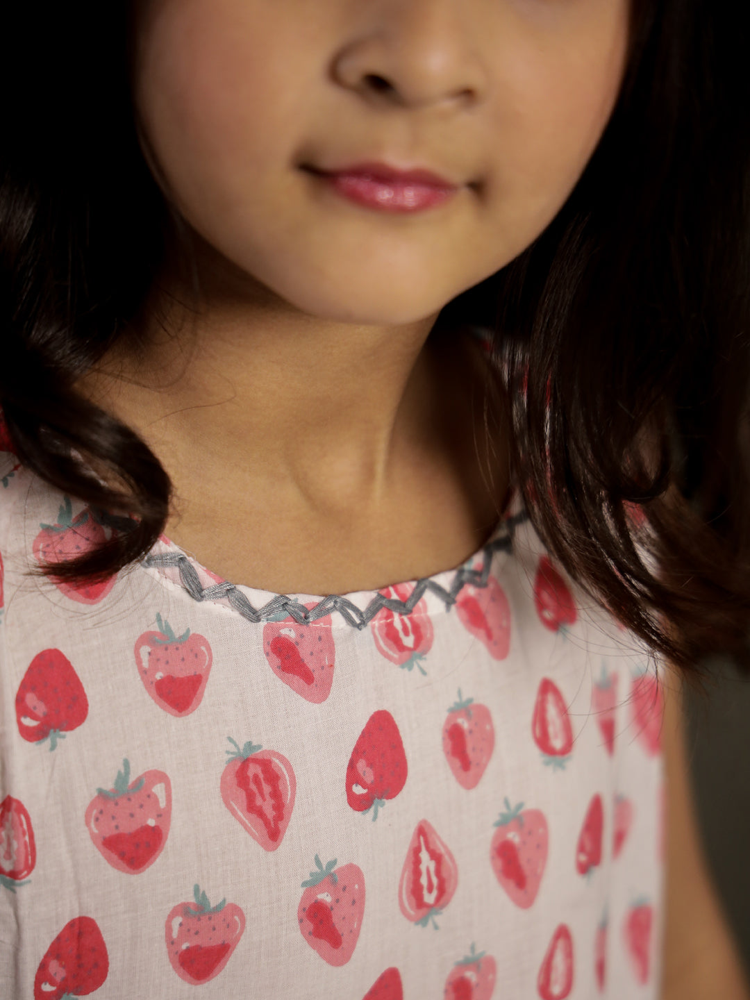 Strawberry Printed Cotton Co-ords Set for Kids - SanskrutiHomes