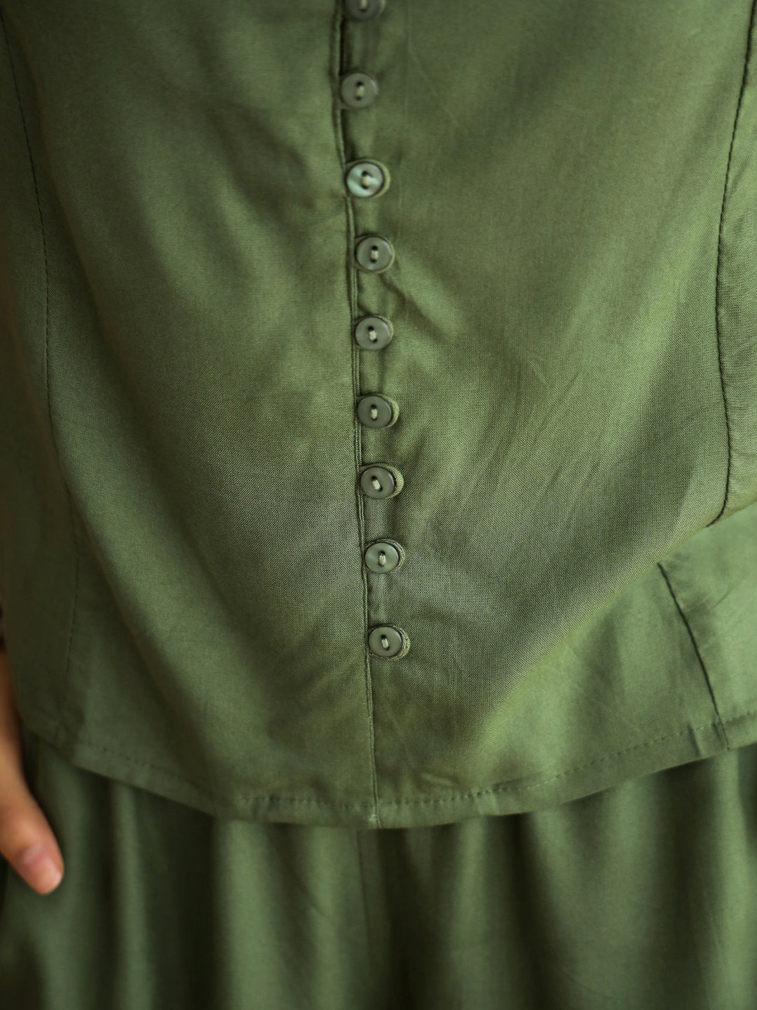 Green V-Neck Viscose Rayon Top Checked Co-ords Set for Women - SanskrutiHomes