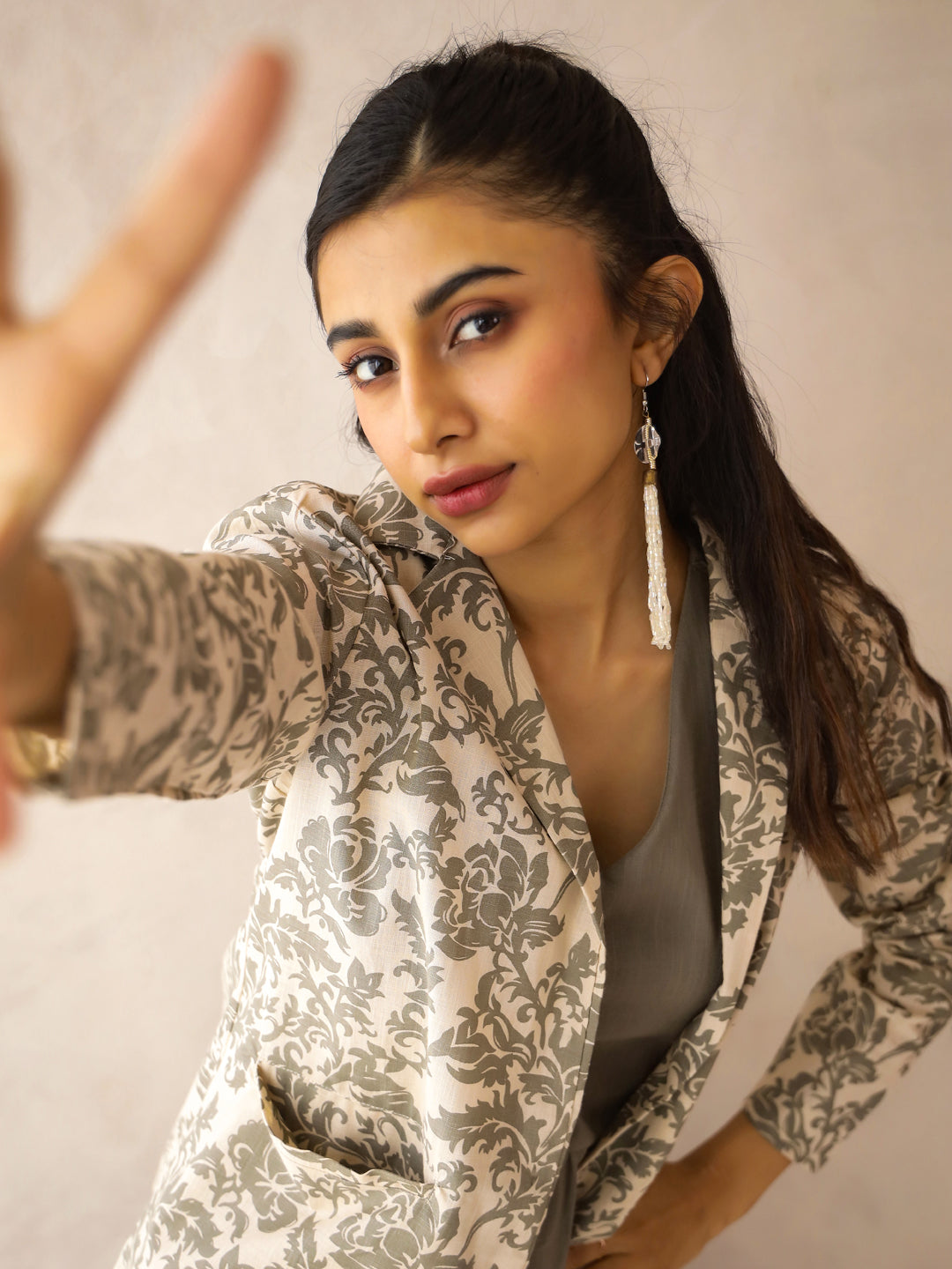 Women Cotton A-Line Maxi Dress With Jacket