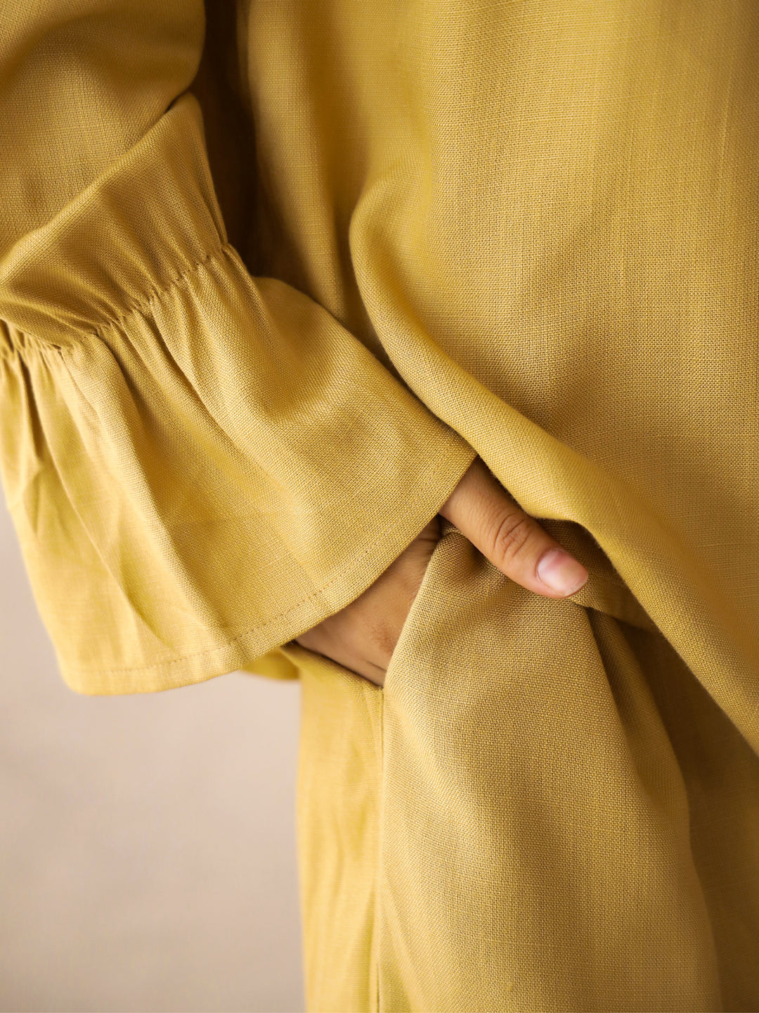 Yellow Solid V-Neck Pure Cotton Co-Ord Set for Women