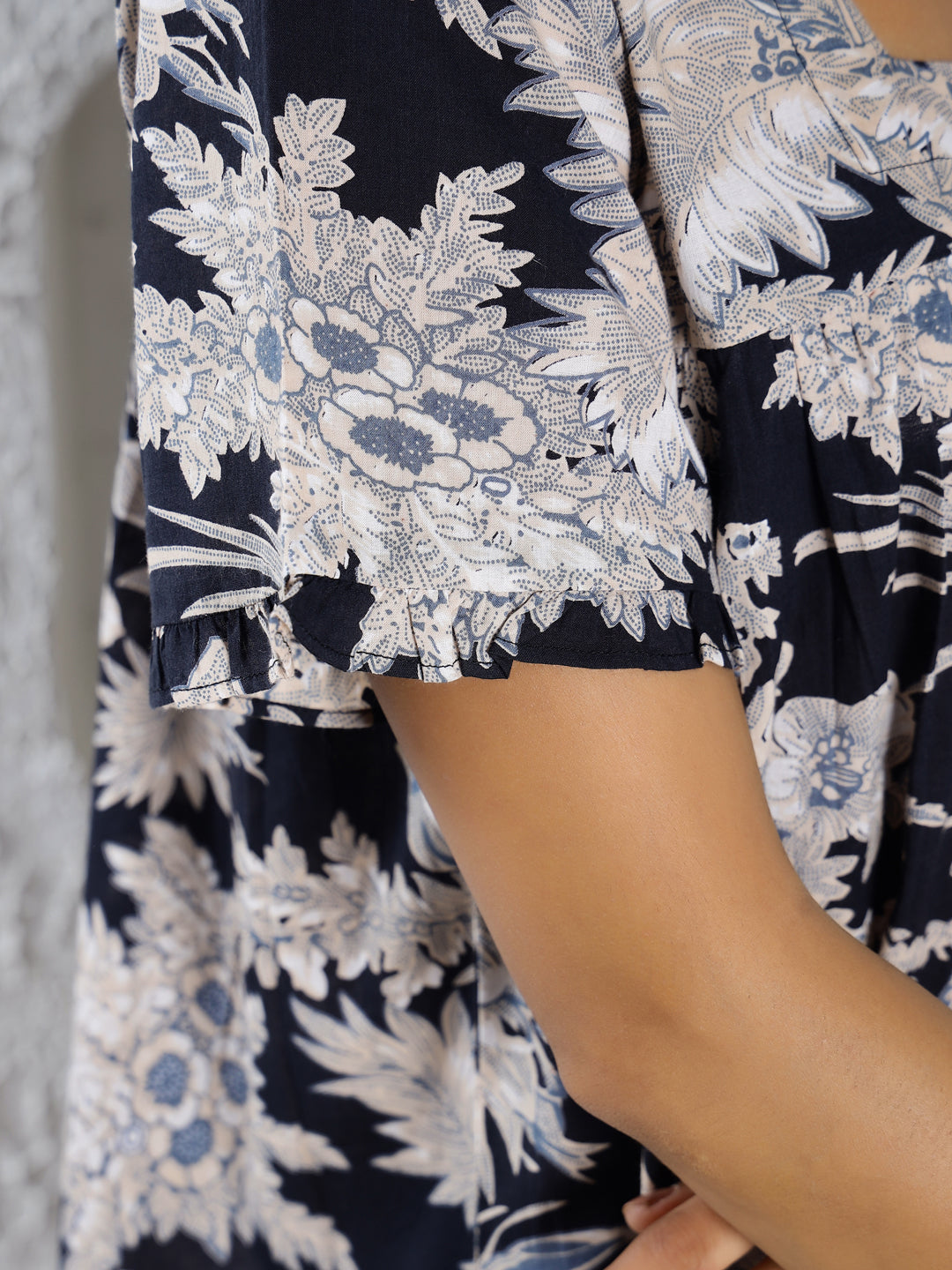 Floral print cotton Night Dress - SanskrutiHomes
