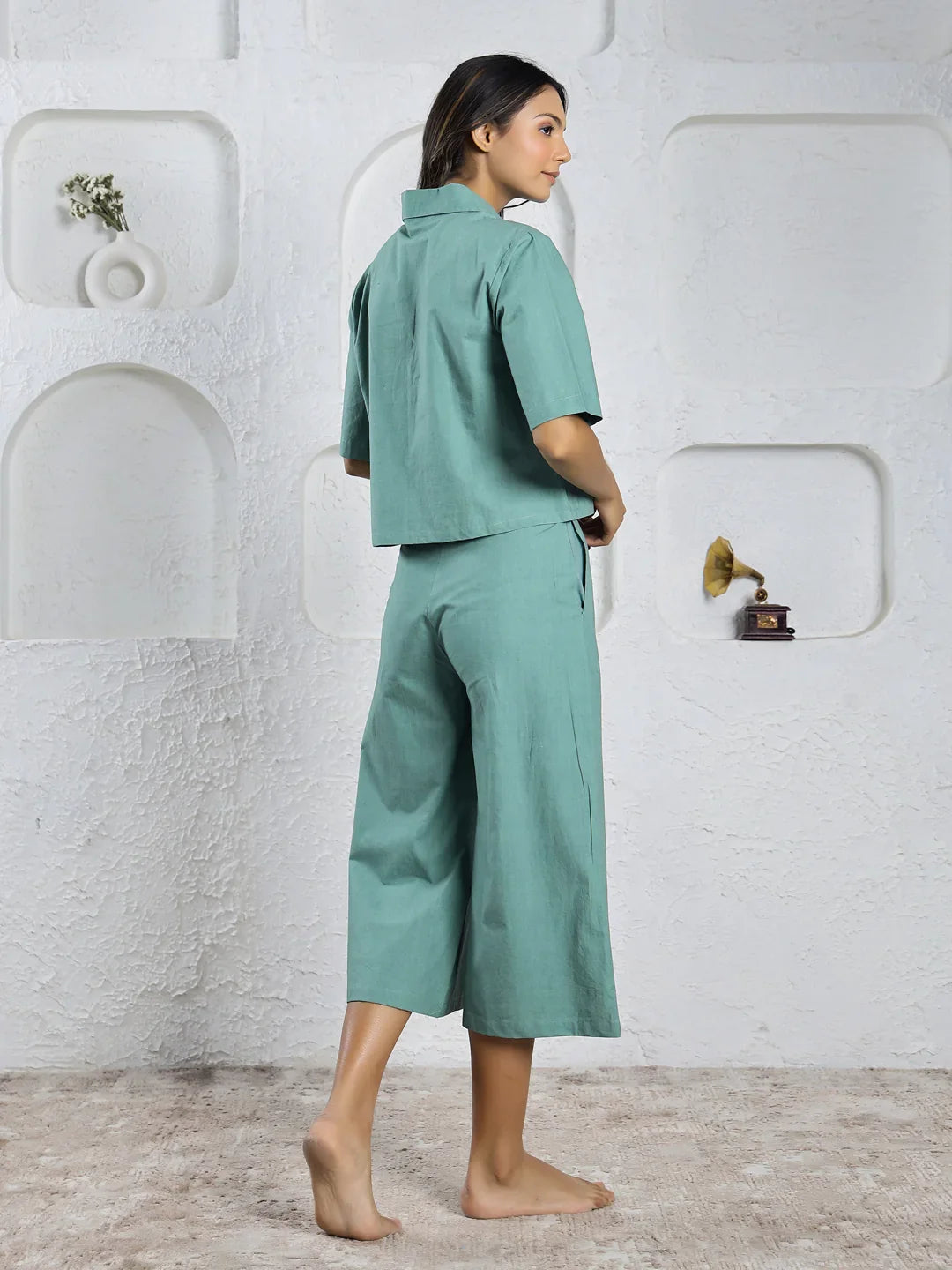 Solid Print Cotton Night Suit for Women - SanskrutiHomes